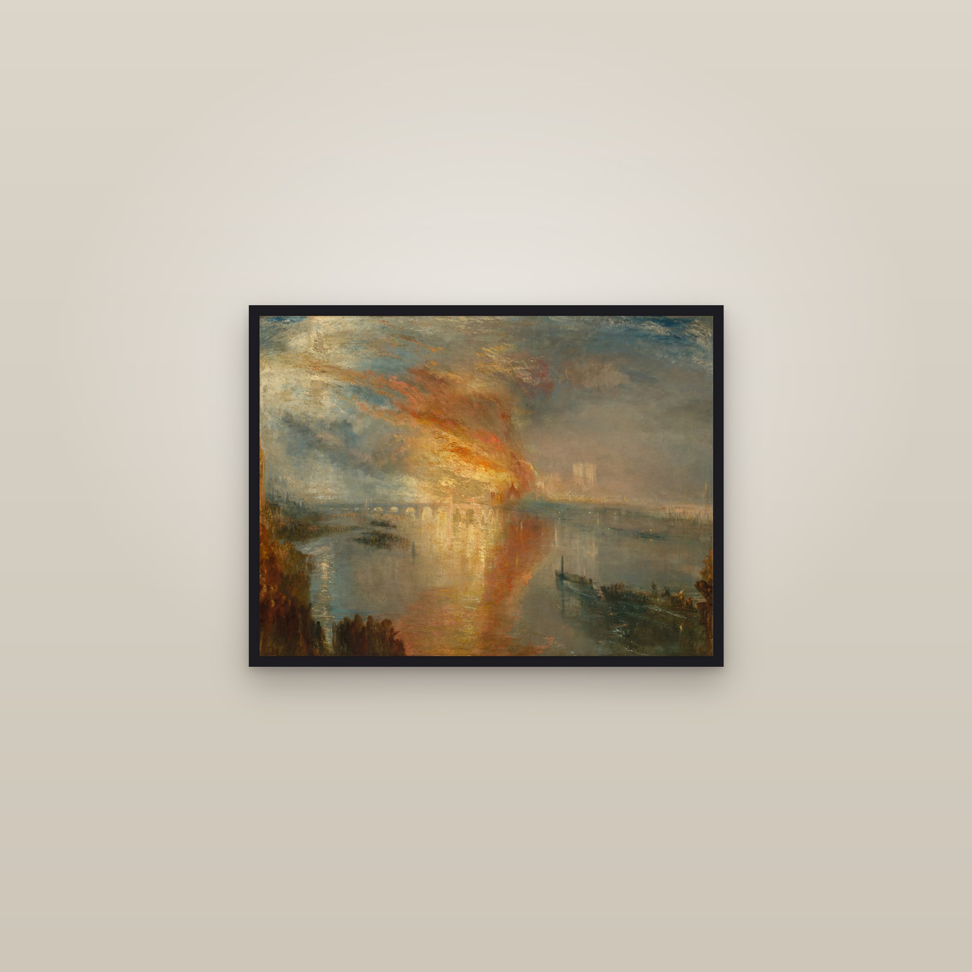 Burning of Parliament (Cleveland) (Full) — Full-Bleed Edition — framed in a gallery setting
