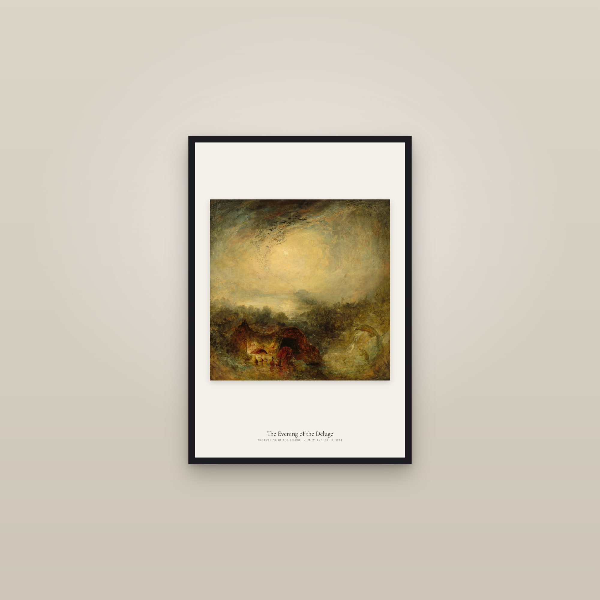 The Evening of the Deluge — framed in a gallery setting