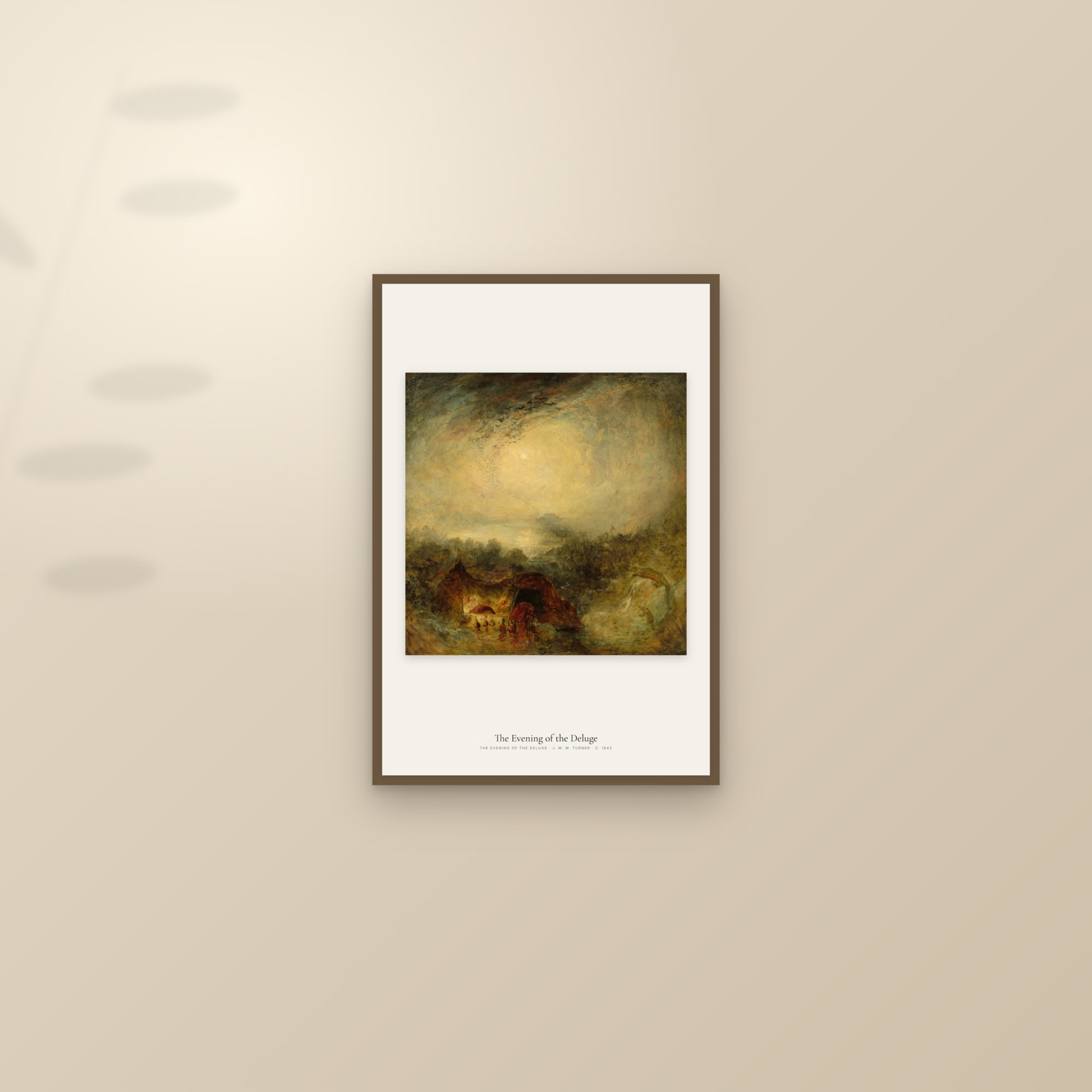 The Evening of the Deluge — framed and styled on a sunlit wall