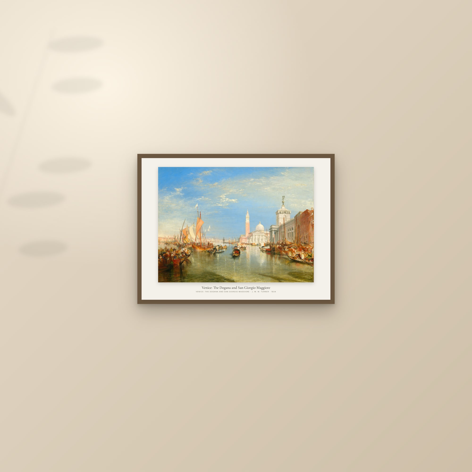 Venice: The Dogana and San Giorgio Maggiore — framed and styled on a sunlit wall