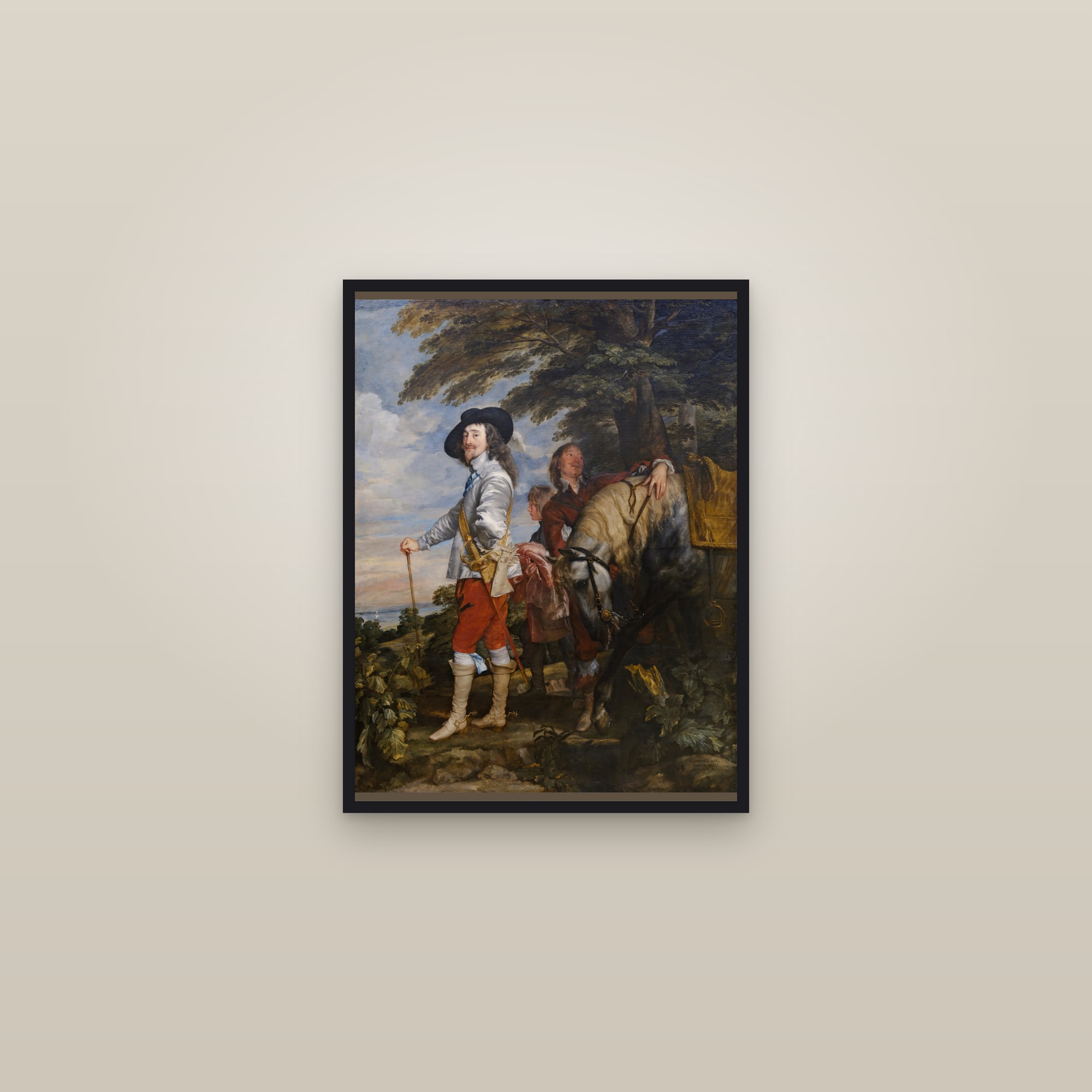 Charles I at the Hunt (Full) — Full-Bleed Edition — framed in a gallery setting