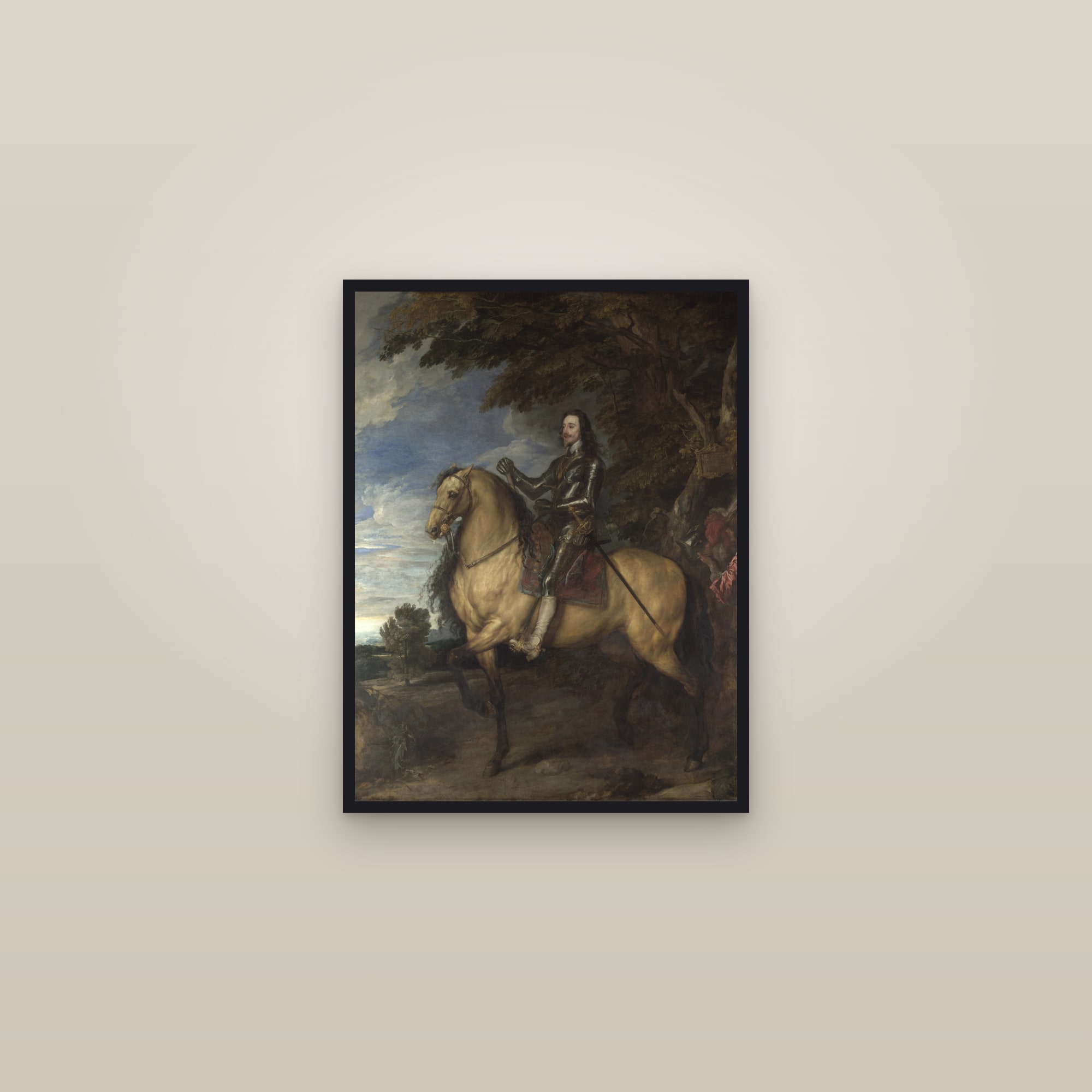 Equestrian Portrait of Charles I (Full) — Full-Bleed Edition — framed in a gallery setting