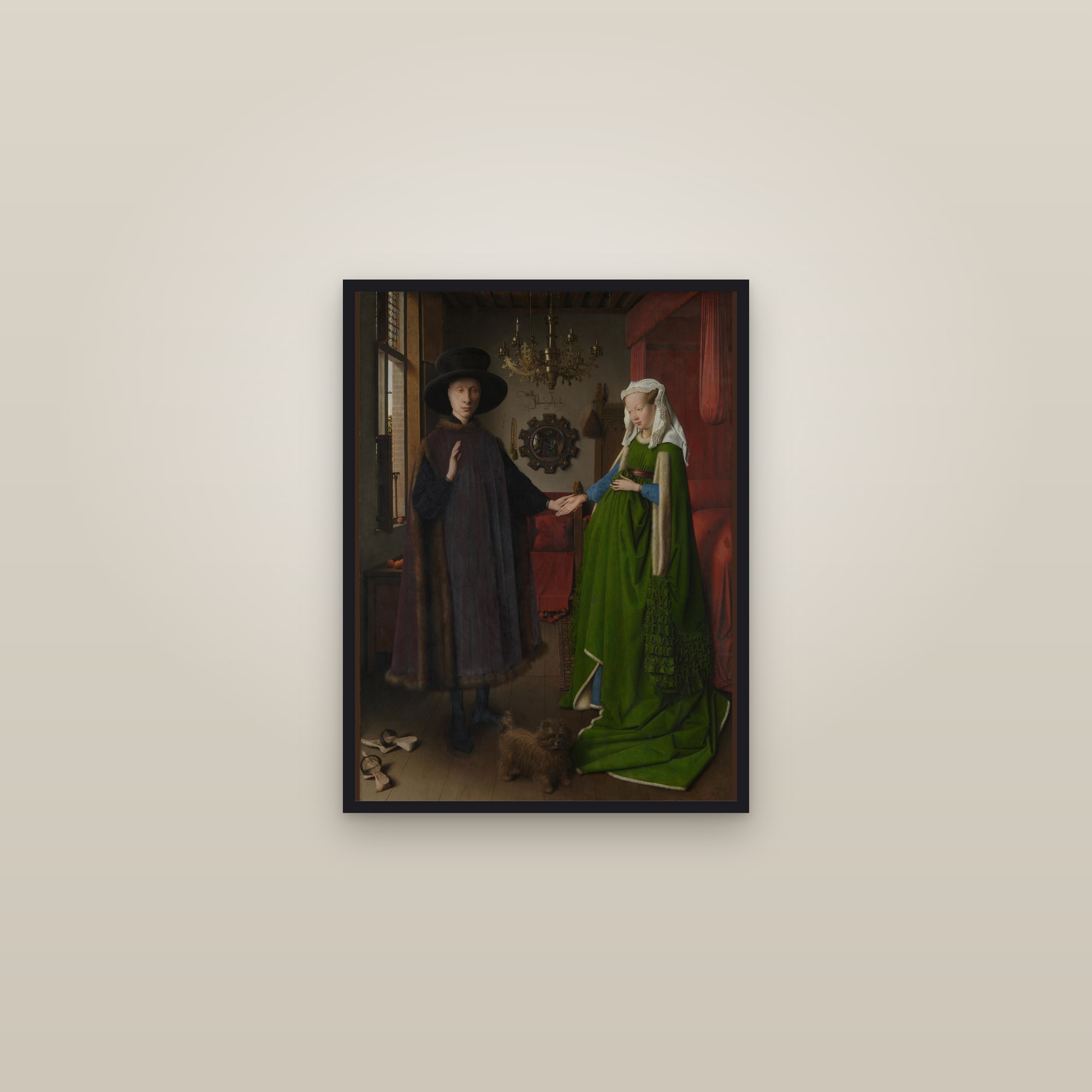 The Arnolfini Portrait (Full) — Full-Bleed Edition — framed in a gallery setting