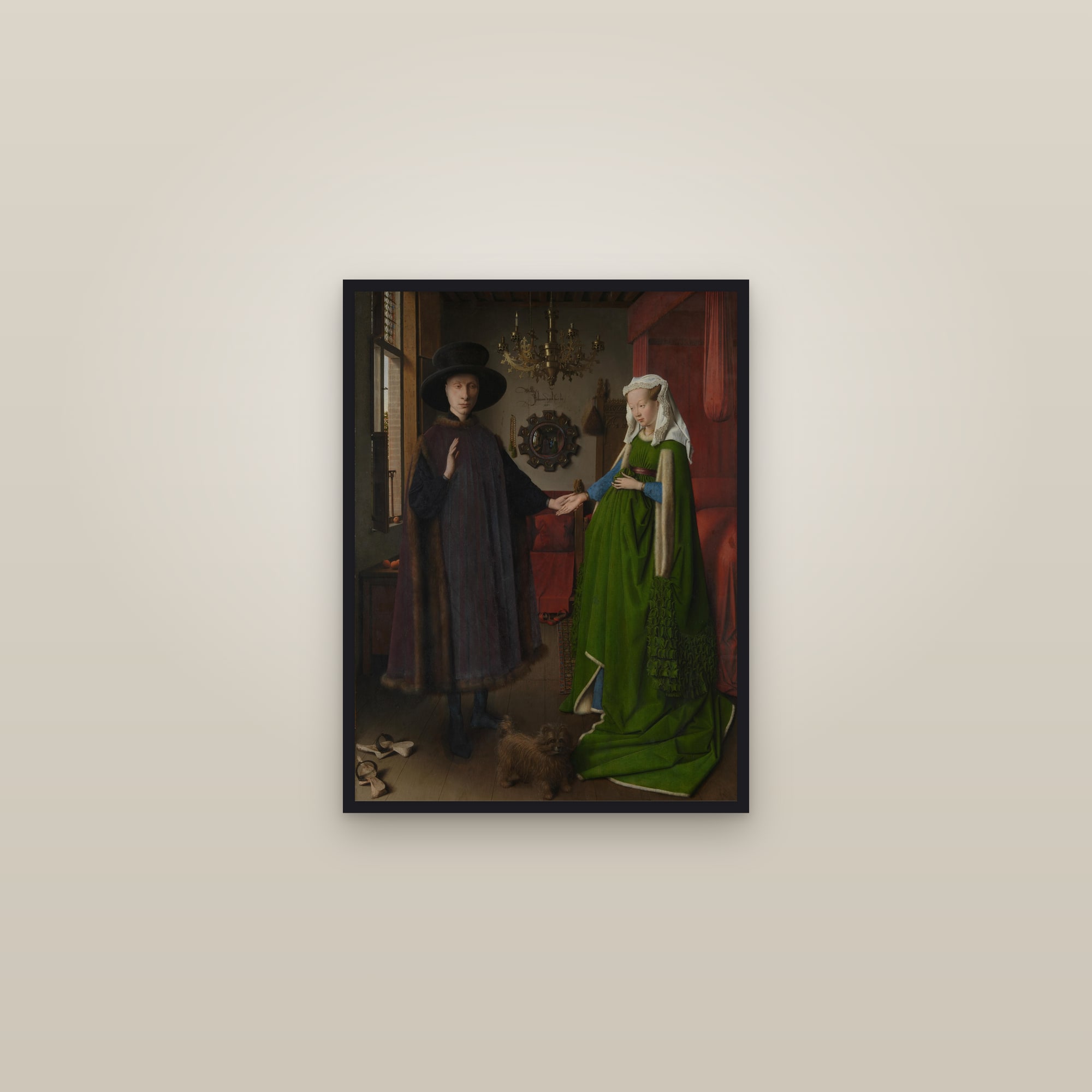 The Arnolfini Portrait (Full) — Full-Bleed Edition — framed in a gallery setting