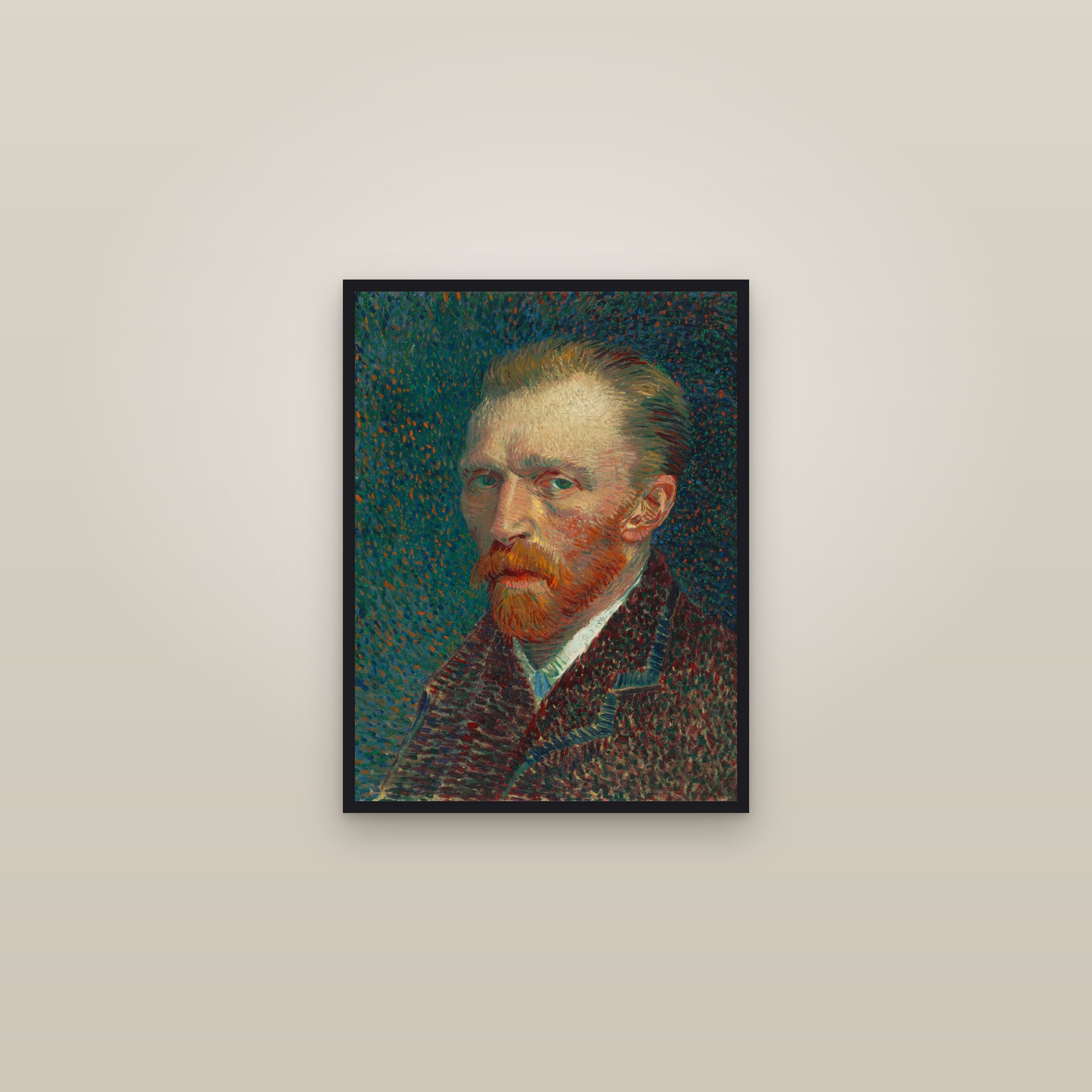 Self-Portrait (1889) (Full) — Full-Bleed Edition — framed in a gallery setting