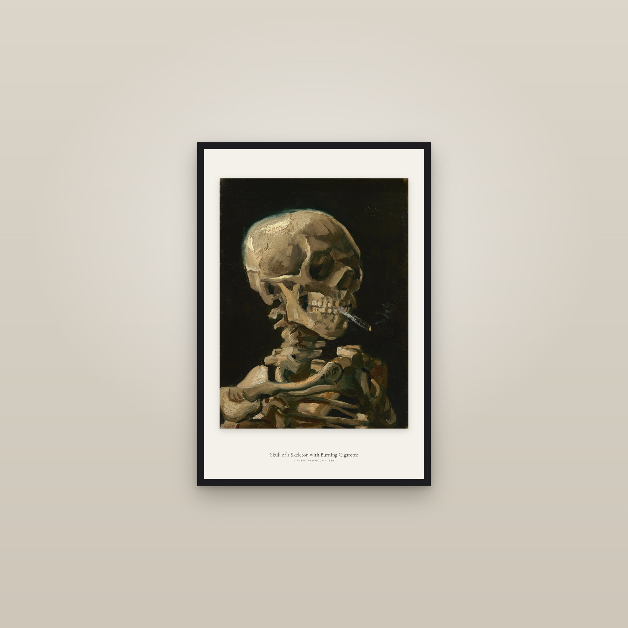 Skull of a Skeleton with Burning Cigarette