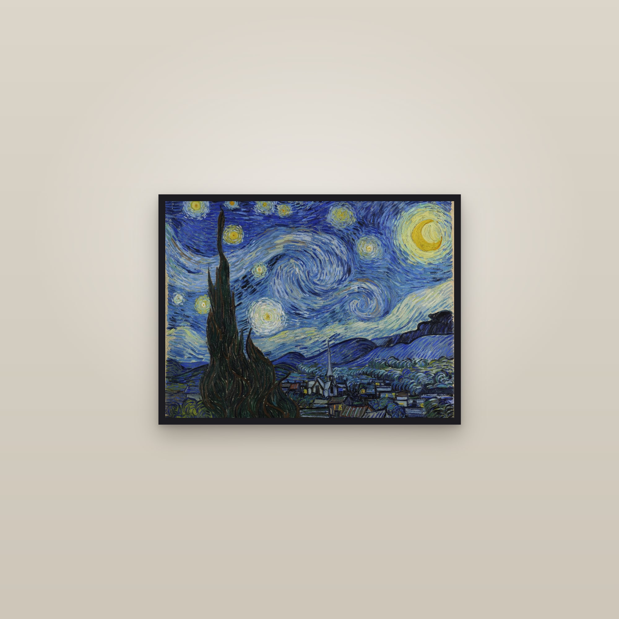 The Starry Night (Full) — Full-Bleed Edition — framed in a gallery setting