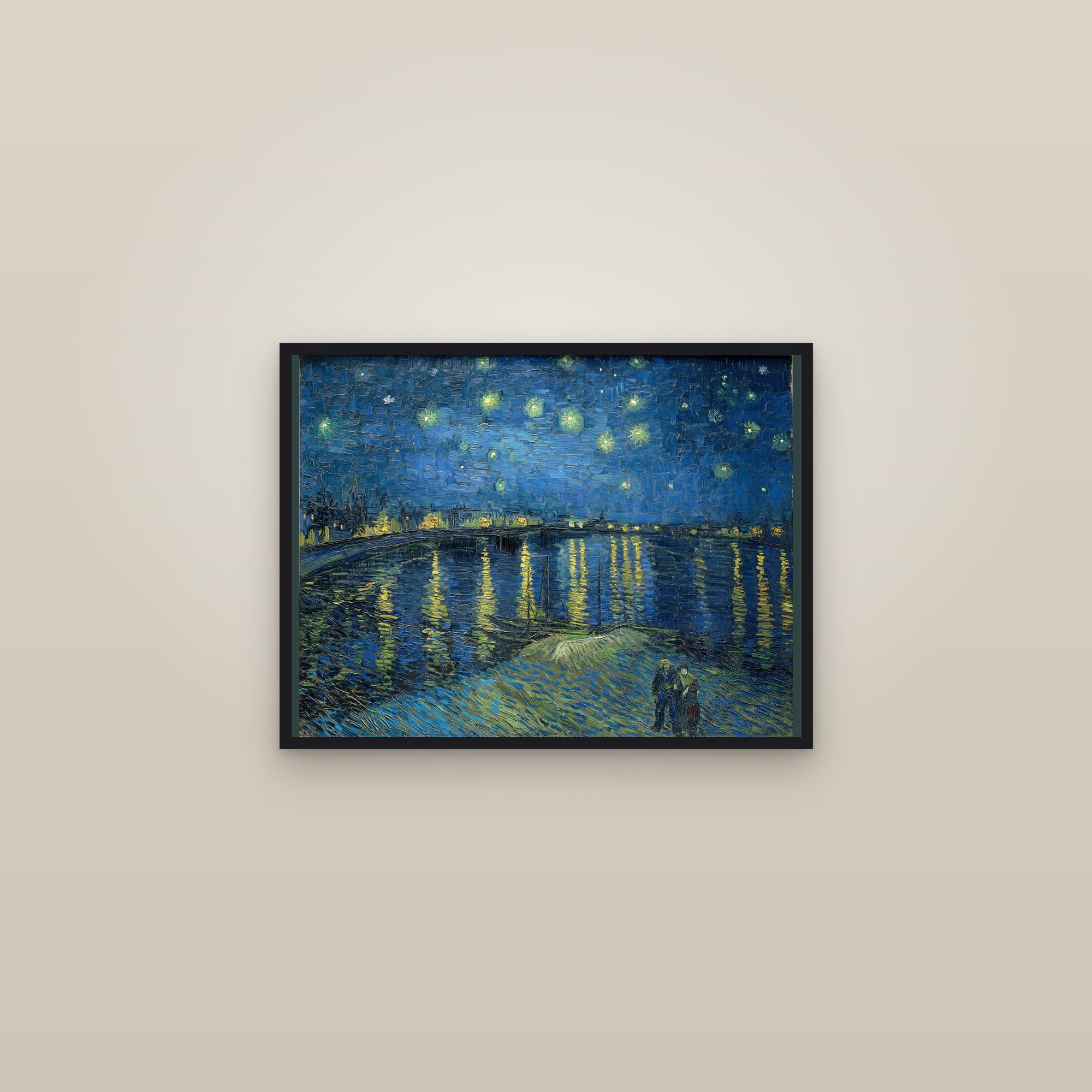 Starry Night Over the Rhône (Full) — Full-Bleed Edition — framed in a gallery setting