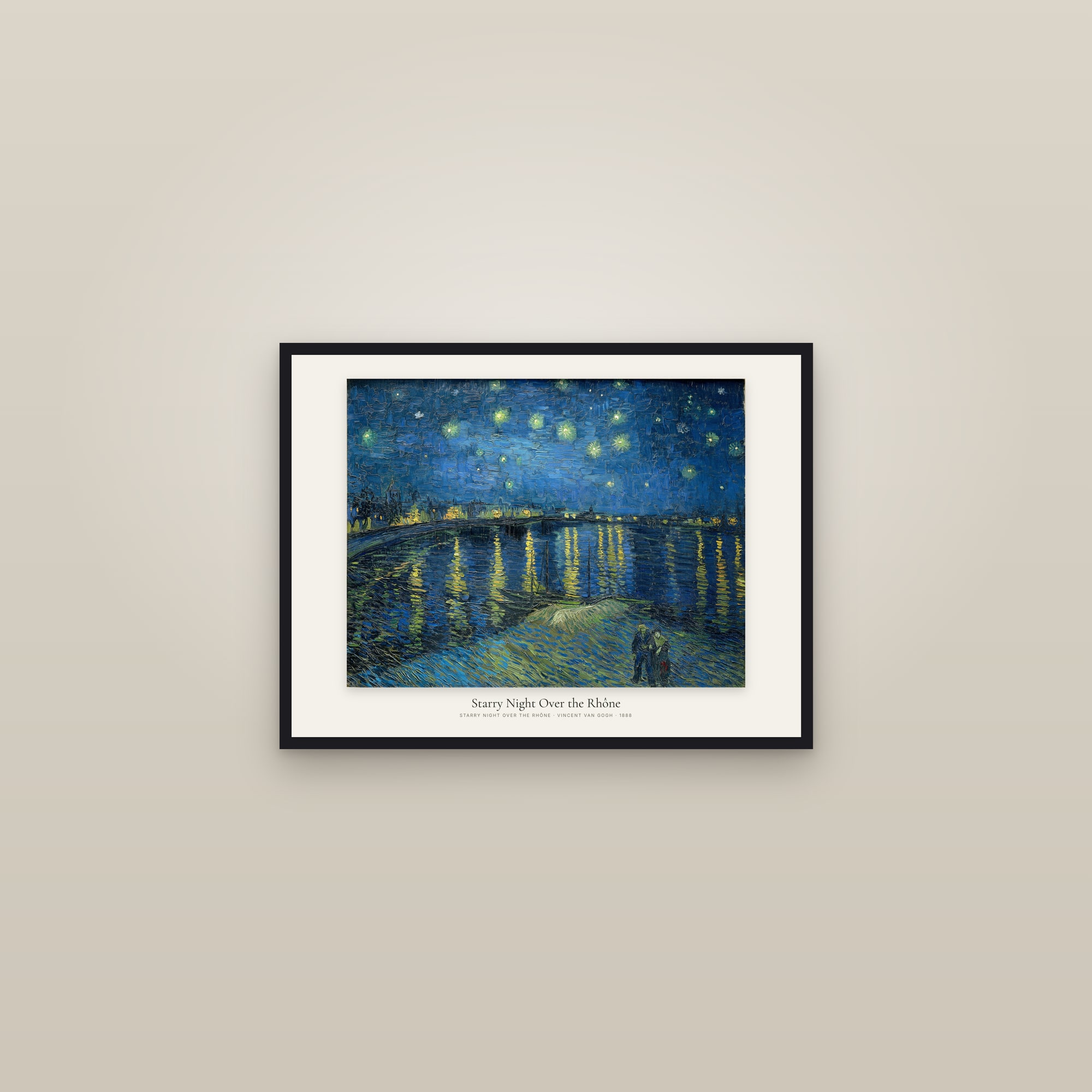Starry Night Over the Rhône — framed in a gallery setting