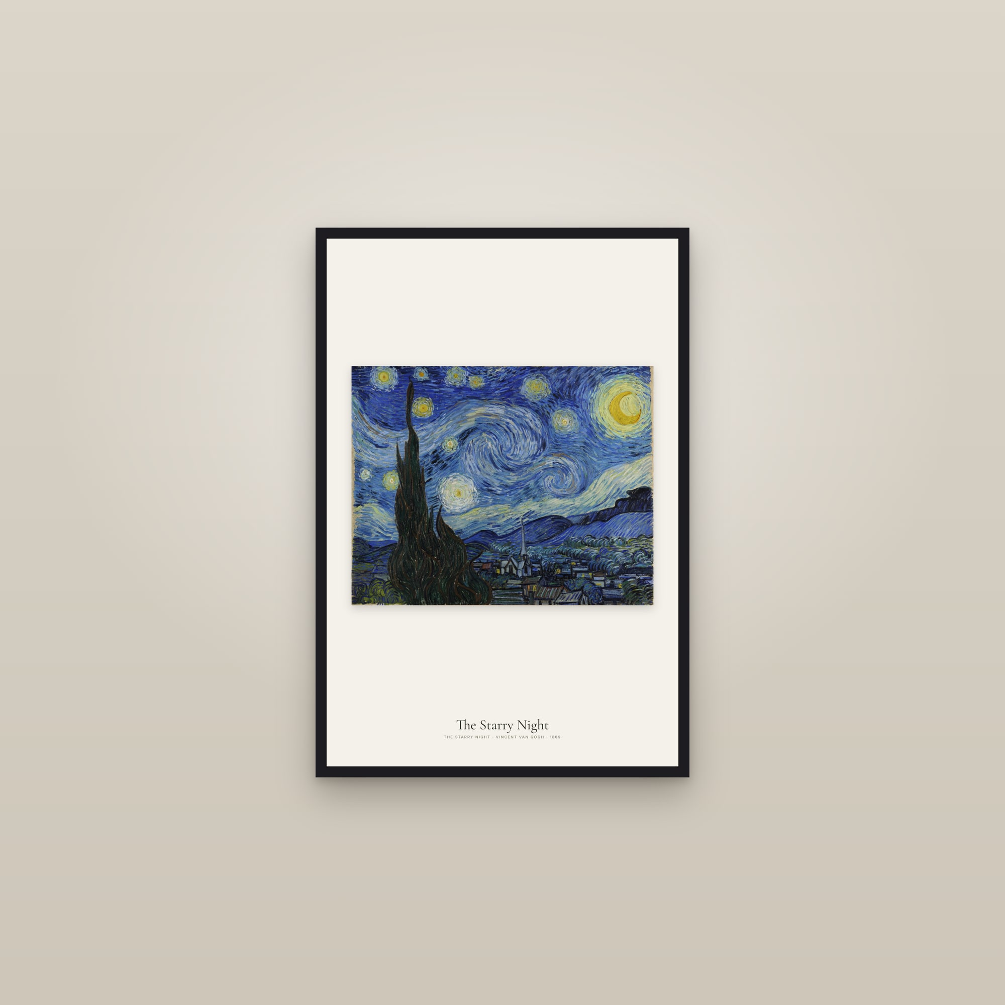 The Starry Night — framed in a gallery setting