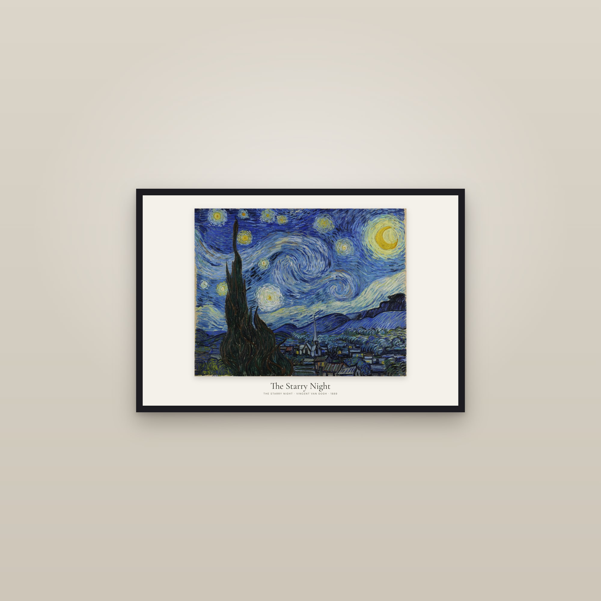 The Starry Night — framed in a gallery setting