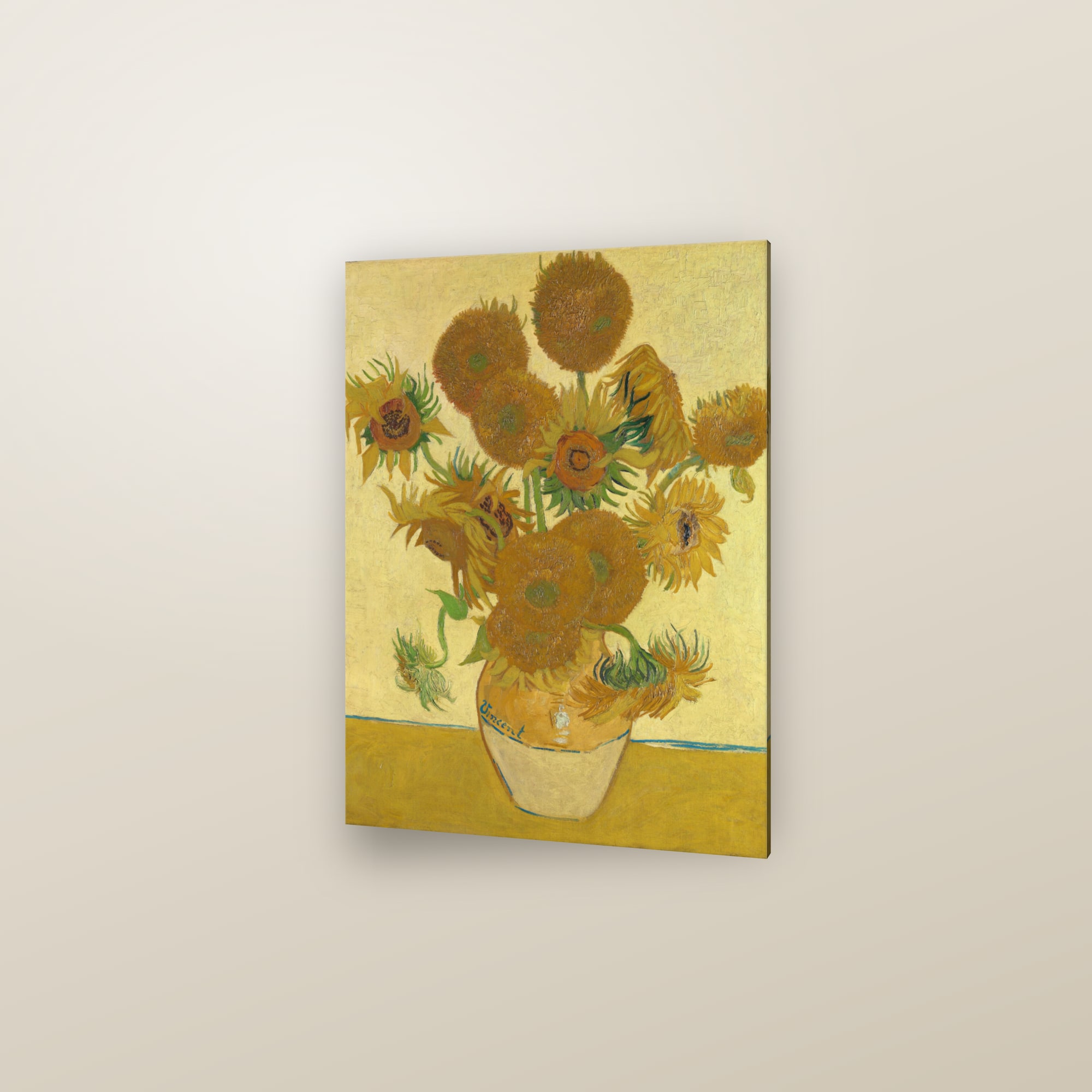 Sunflowers (Full) — Full-Bleed Edition — framed in a gallery setting
