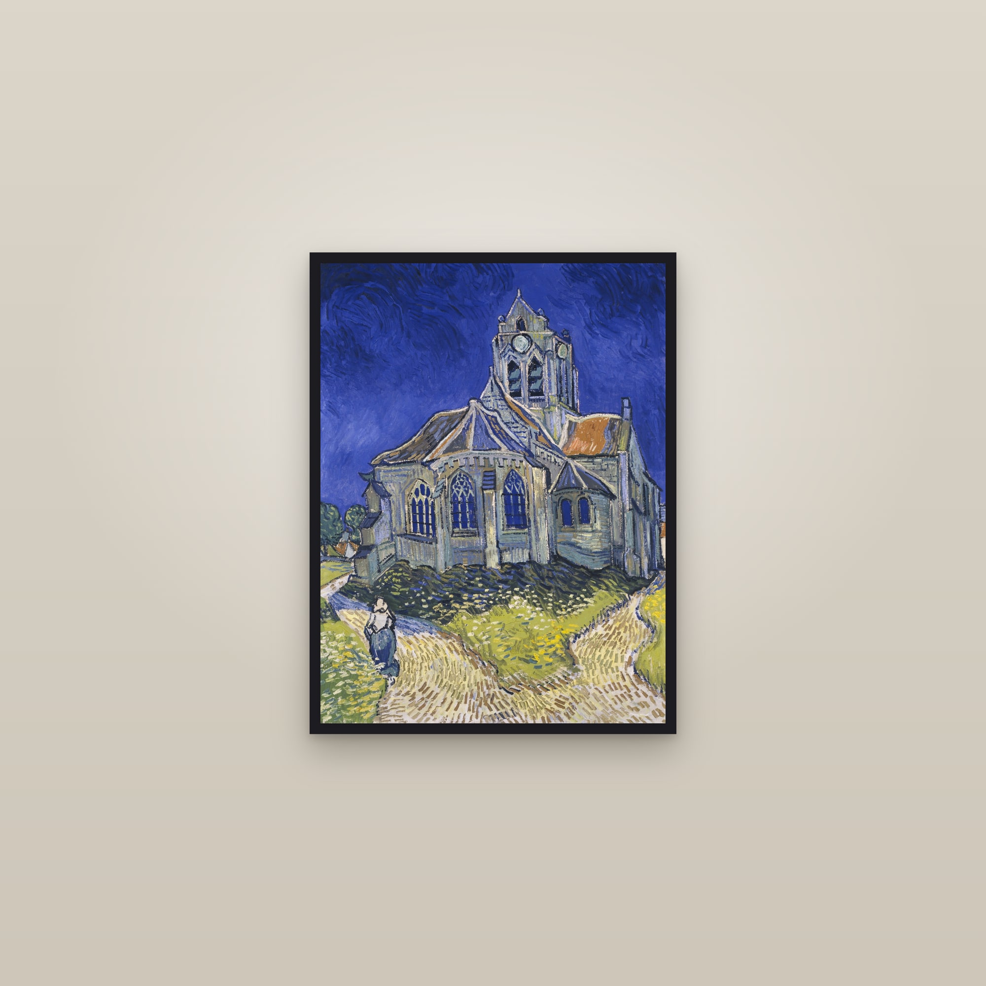 The Church at Auvers (Full) — Full-Bleed Edition — framed in a gallery setting