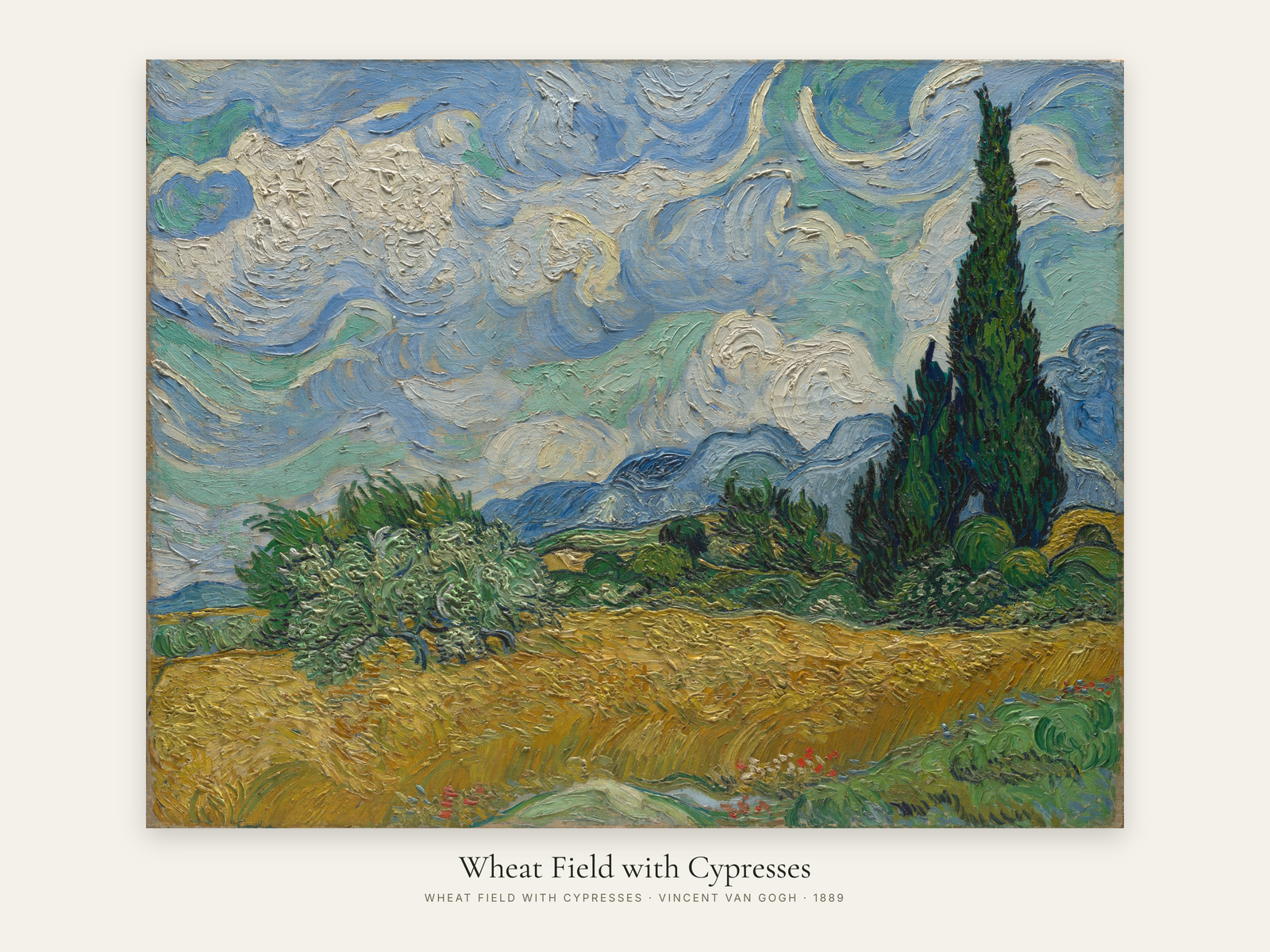 Wheat Field with Cypresses