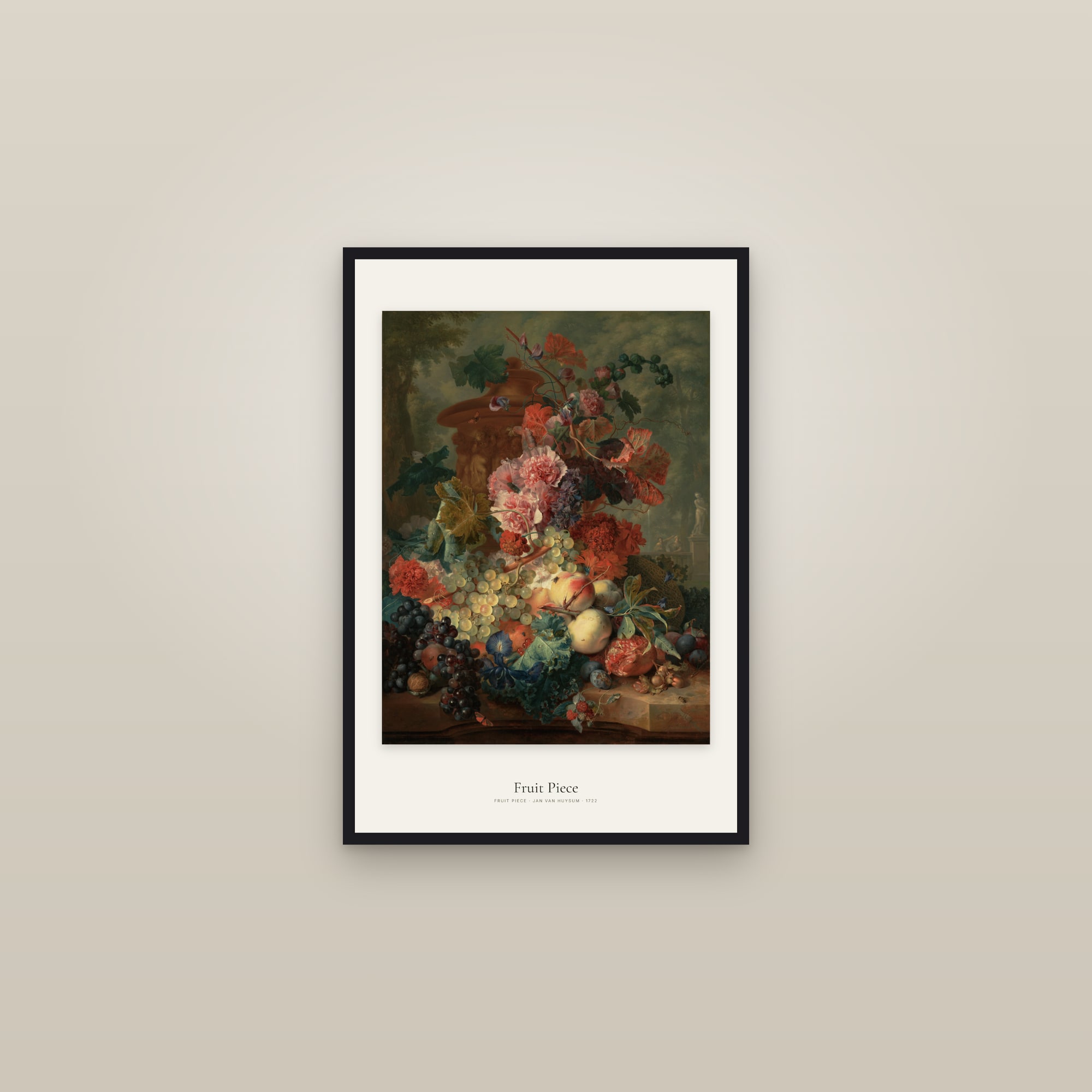 Fruit Piece — framed in a gallery setting