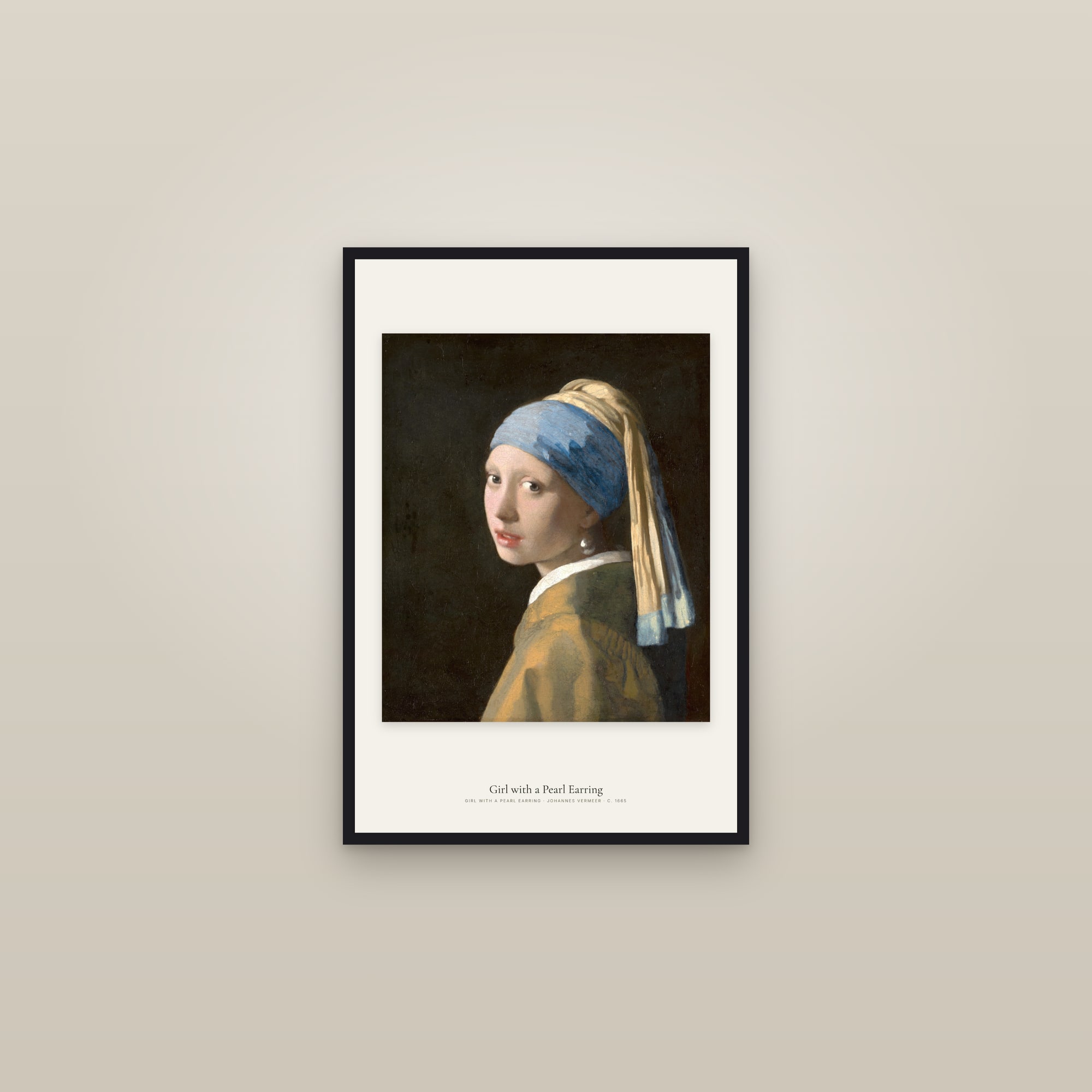 Girl with a Pearl Earring — framed in a gallery setting
