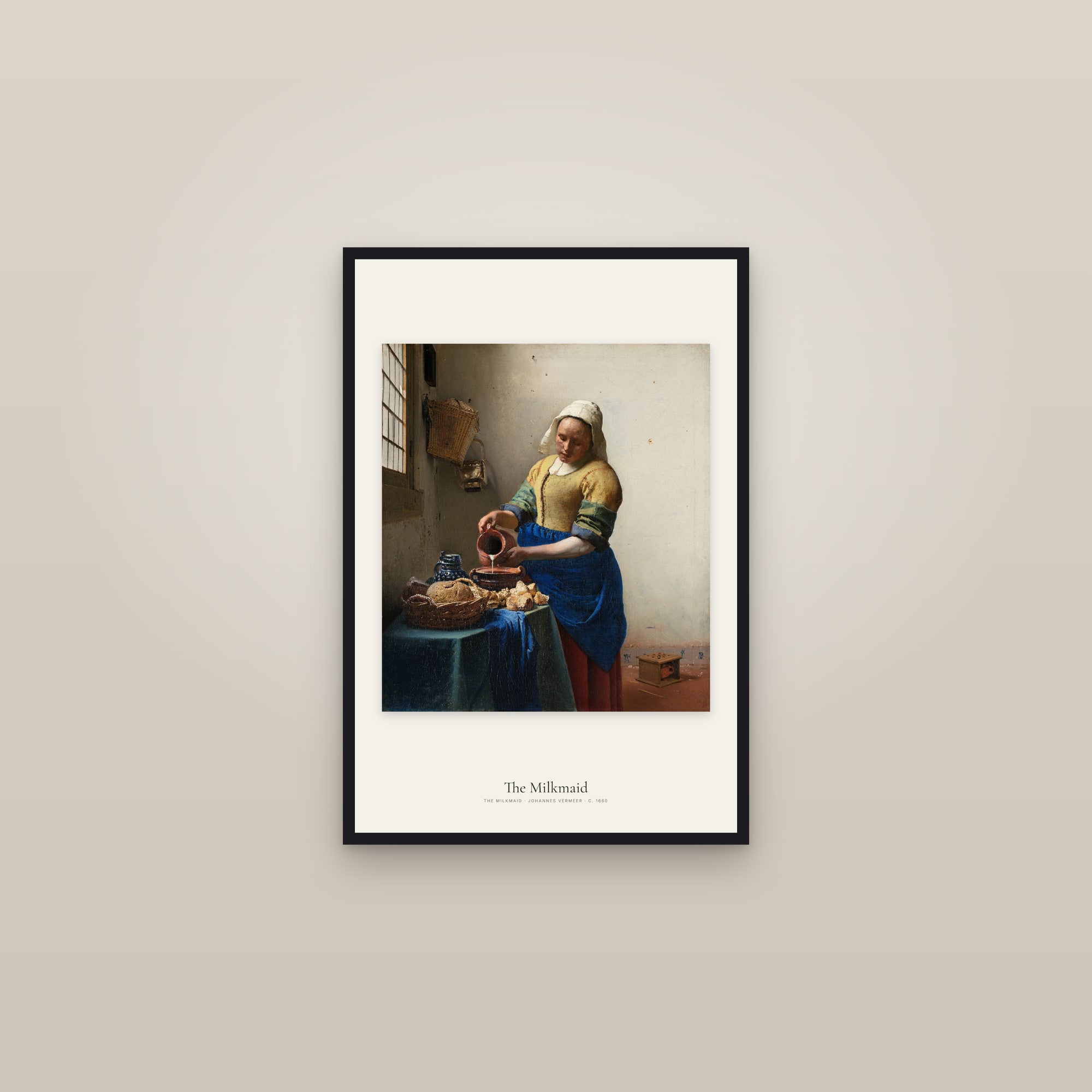 The Milkmaid — framed in a gallery setting