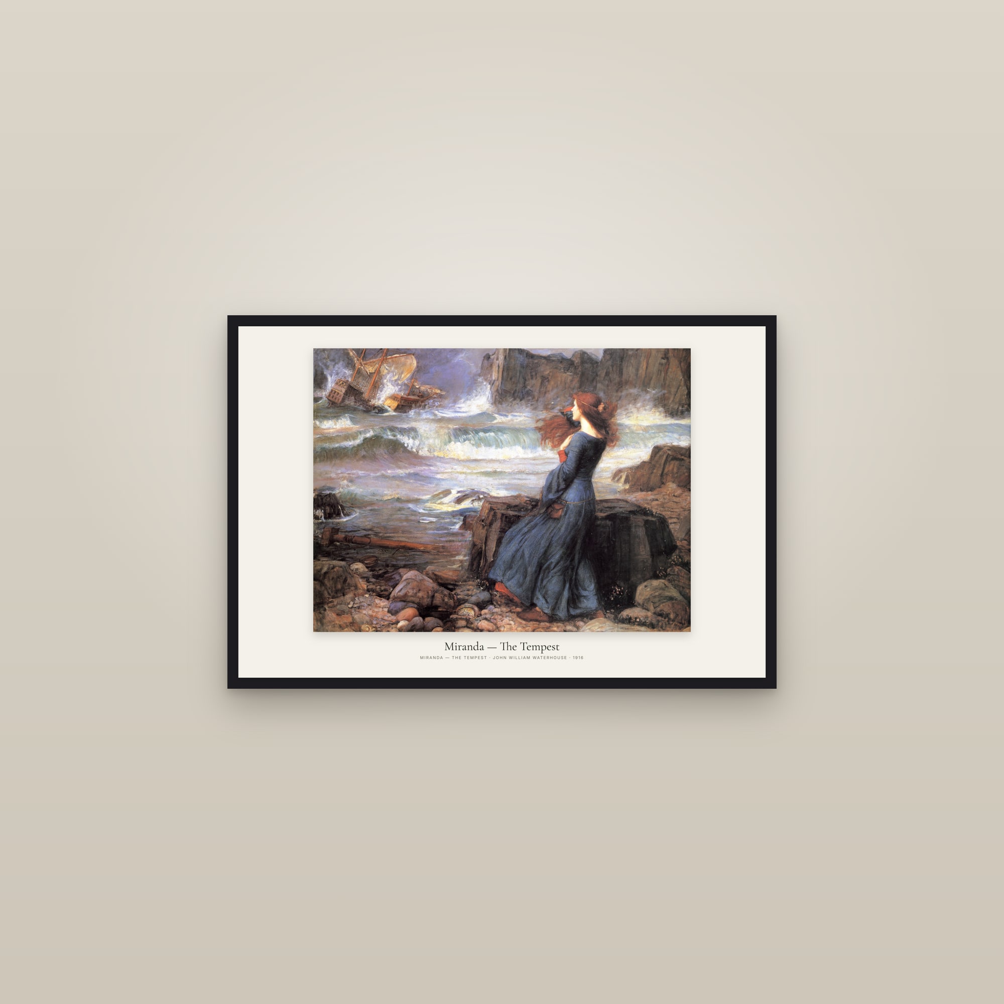 Miranda — The Tempest — framed in a gallery setting