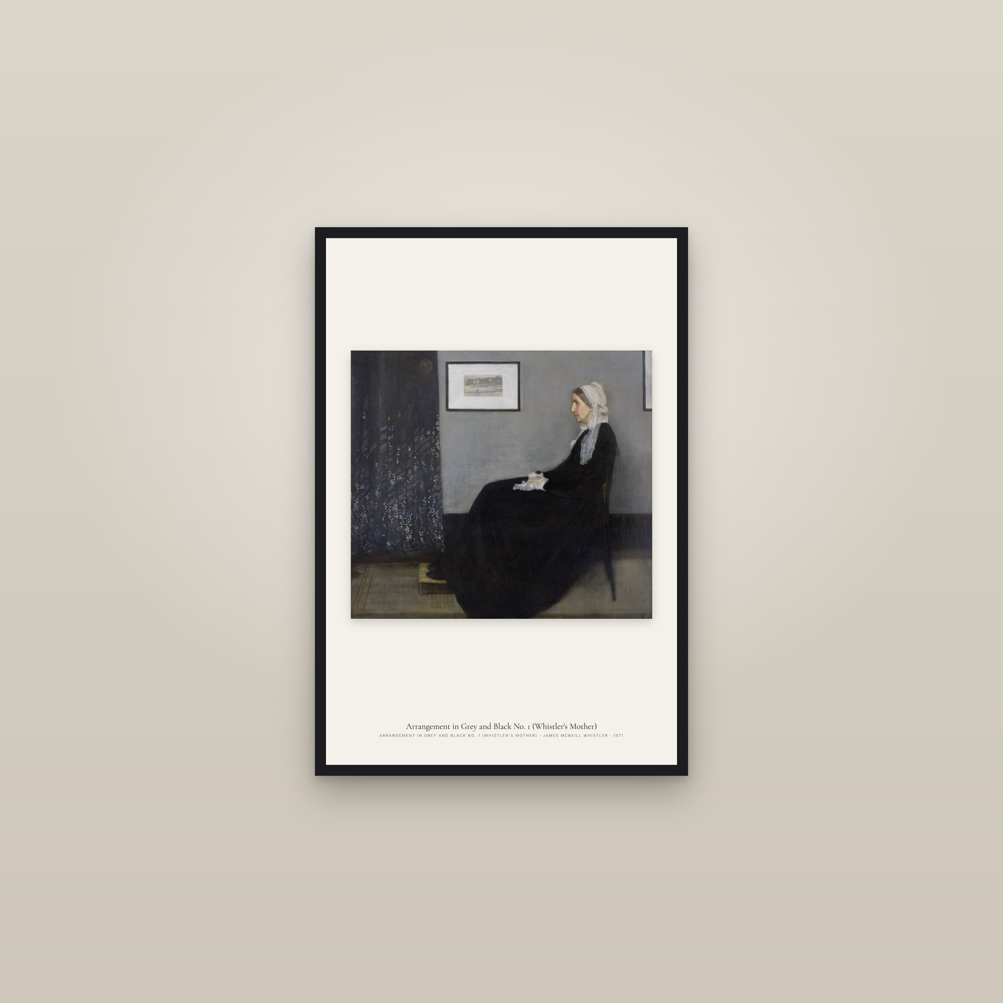 Arrangement in Grey and Black No. 1 (Whistler's Mother) — framed in a gallery setting