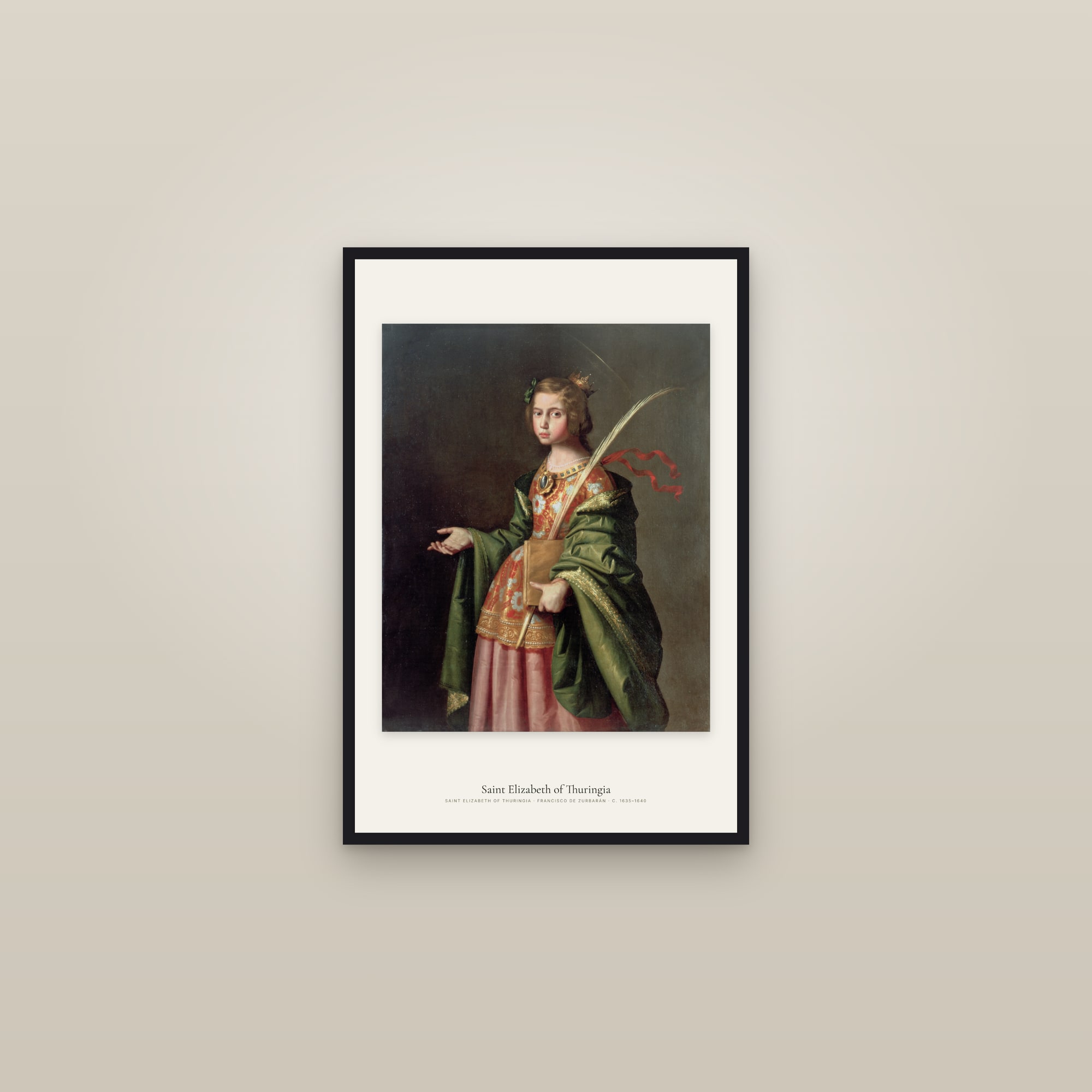 Saint Elizabeth of Thuringia — framed in a gallery setting