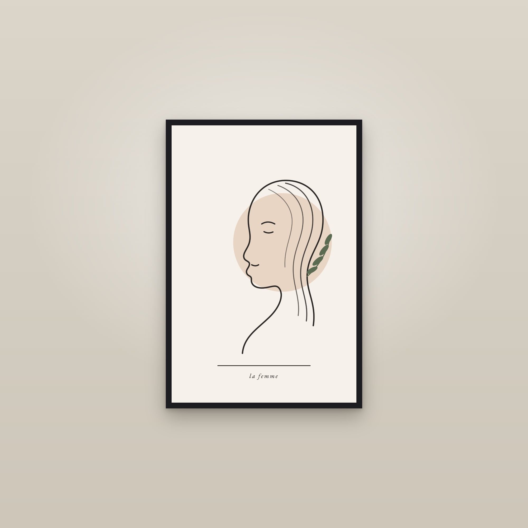 One Line Art Print — La Femme — framed in a gallery setting