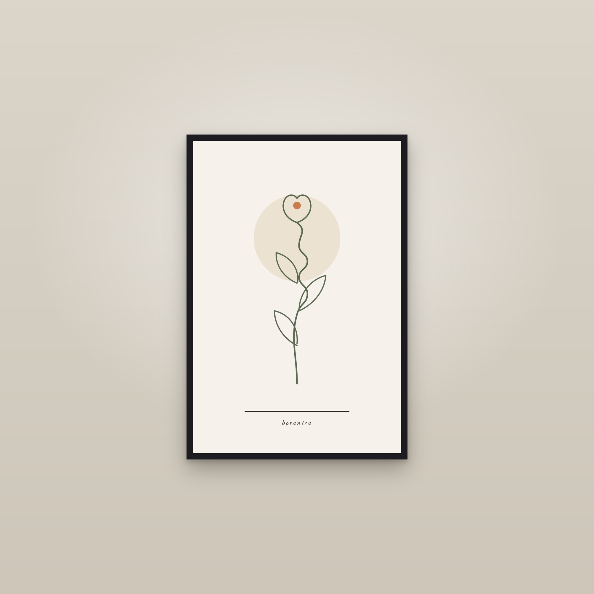 One Line Flower Print — The Stem — framed in a gallery setting