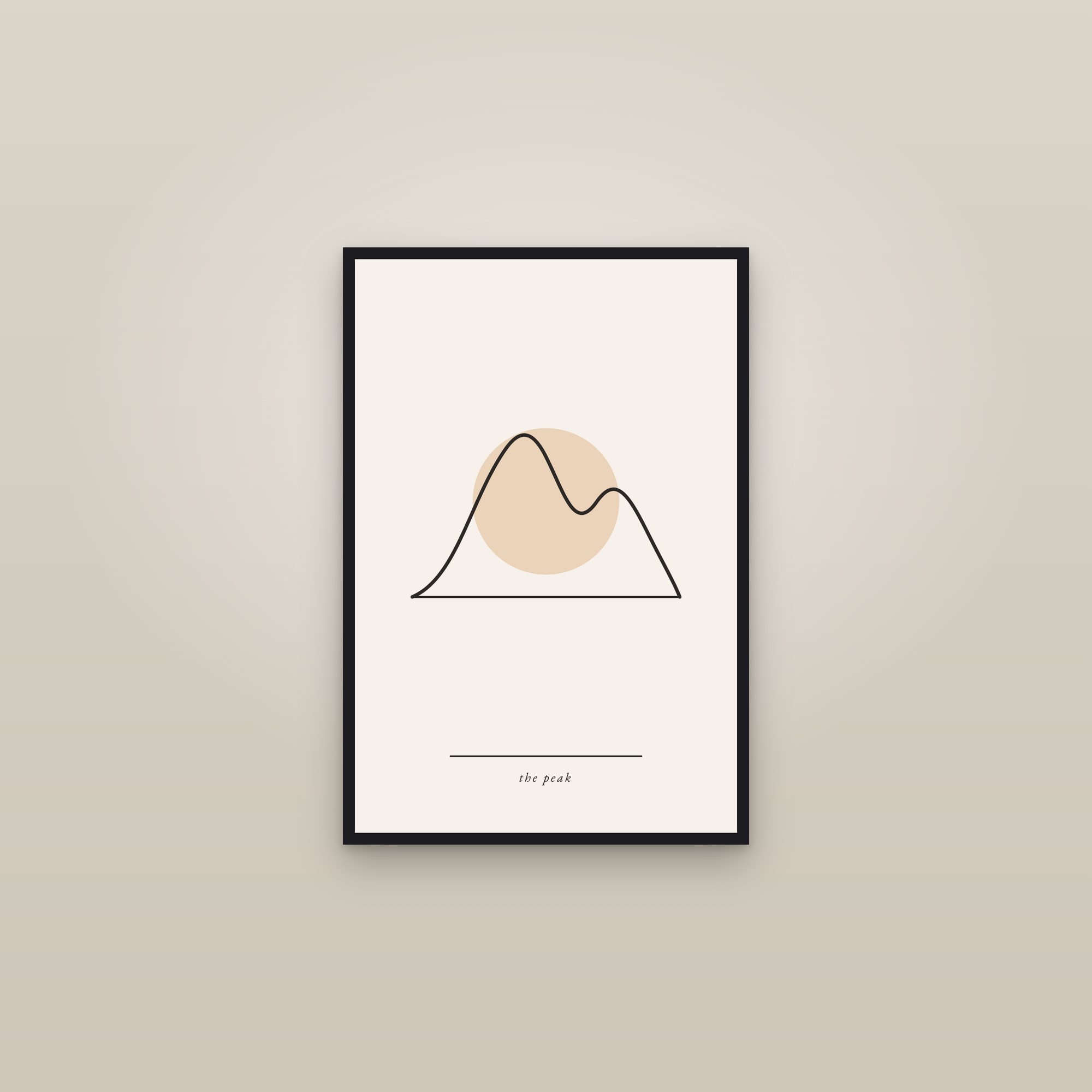 One Line Mountain Print — The Peak — framed in a gallery setting