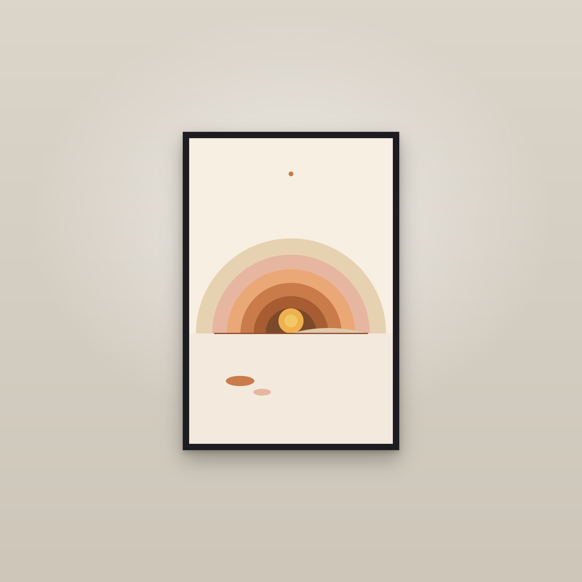 Boho Rainbow Arch Print — Earth Rainbow — framed in a gallery setting