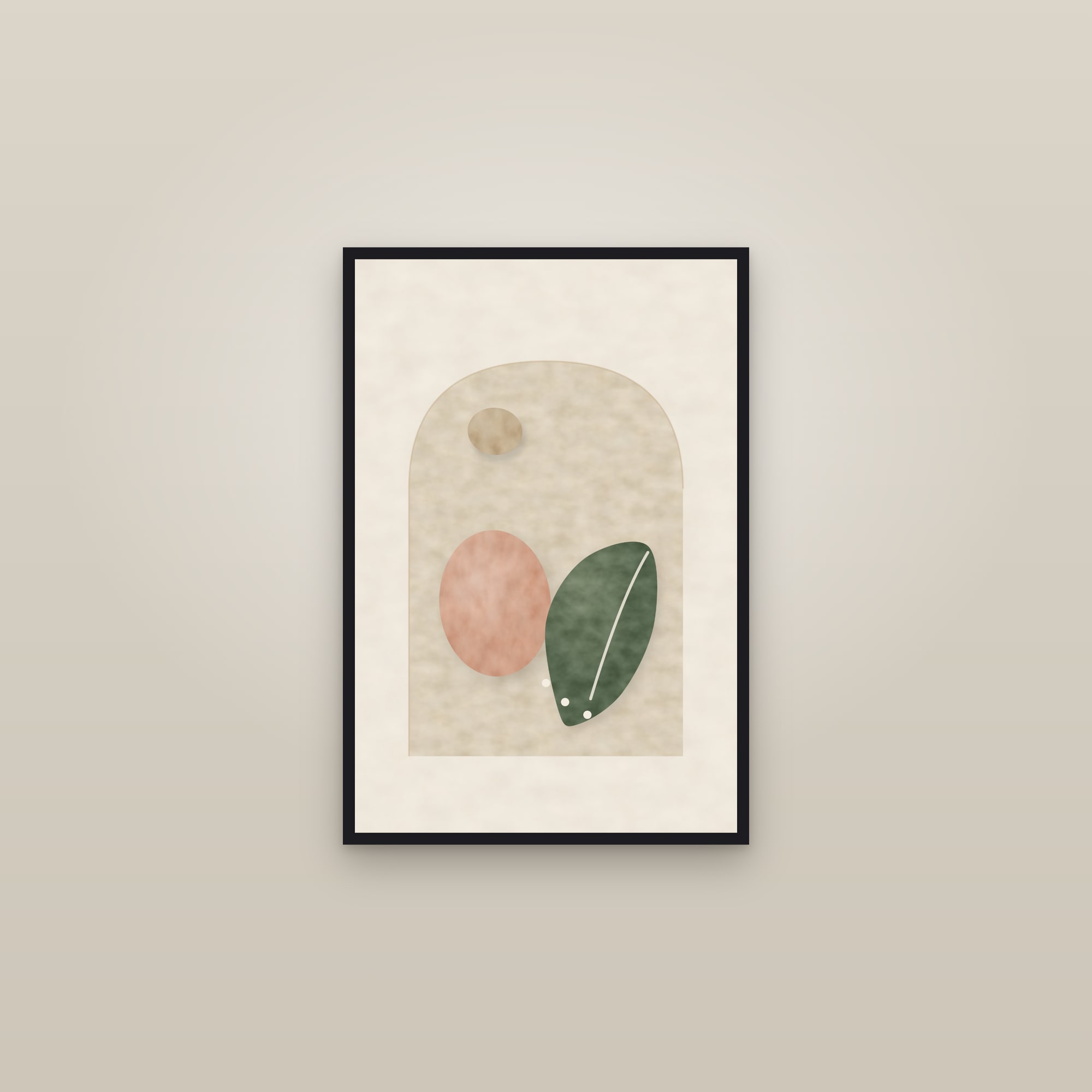 Neutral Boho Shapes Print — Terra Forms — framed in a gallery setting