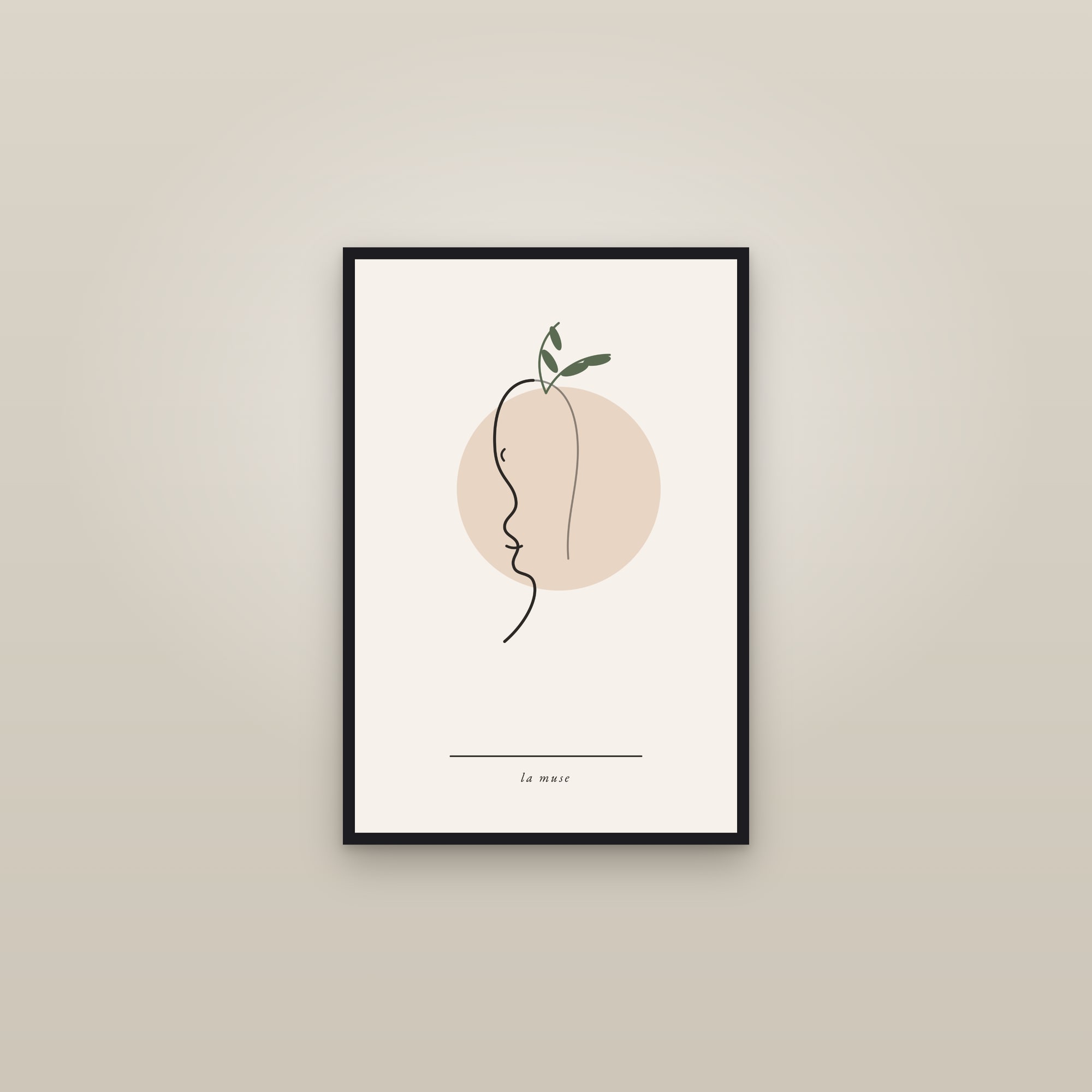 Abstract Woman Face Print — La Muse — framed in a gallery setting