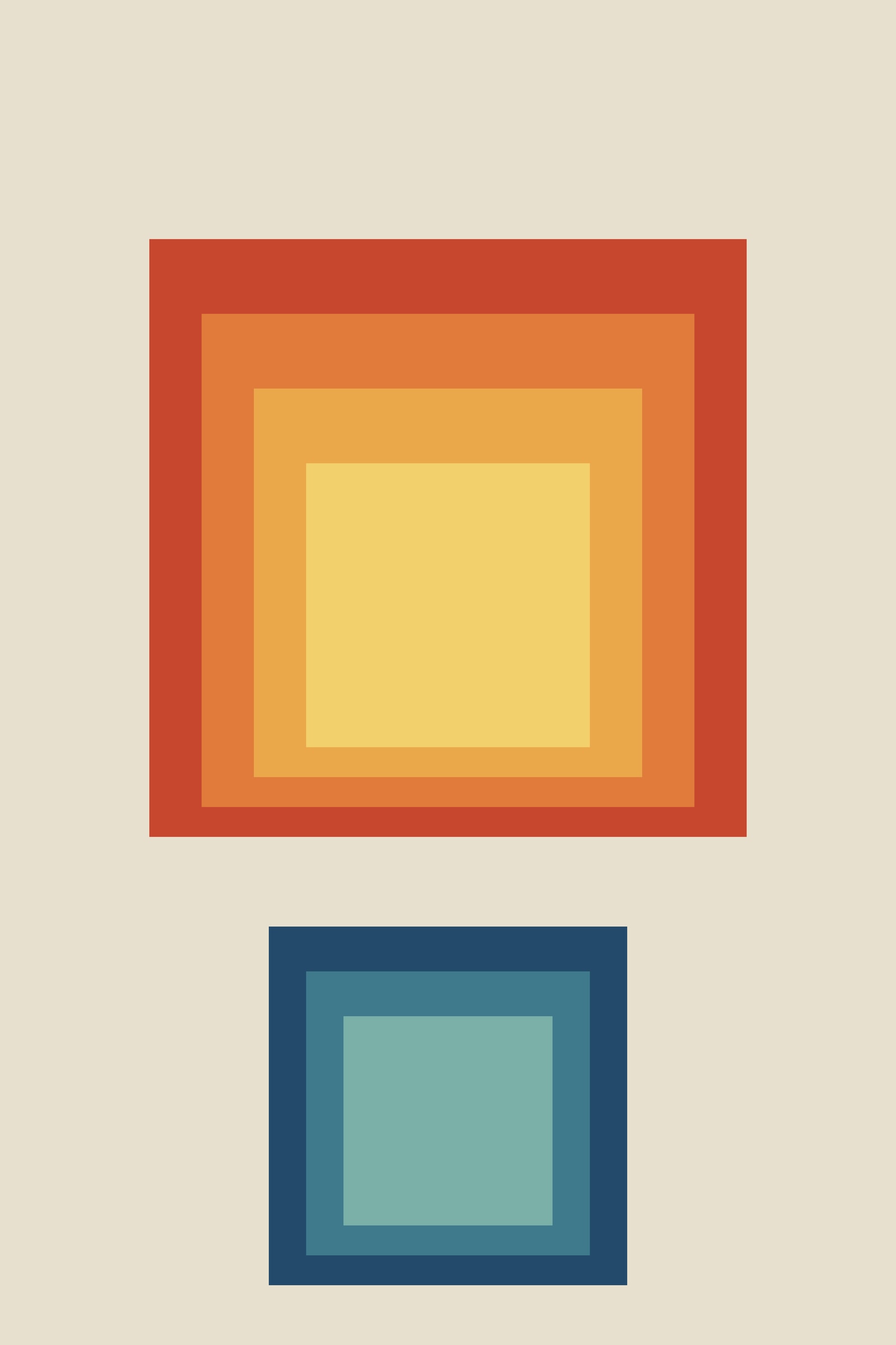 Nested Squares Art Print — Mid-Century Colour Study Poster · Bold Geometric Wall Art