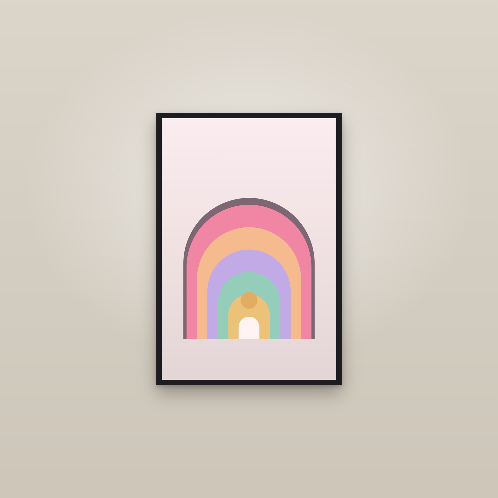 Dawn Arch Art Print — Bold Mid-Century Arch Poster · Modern Wall Art — framed in a gallery setting