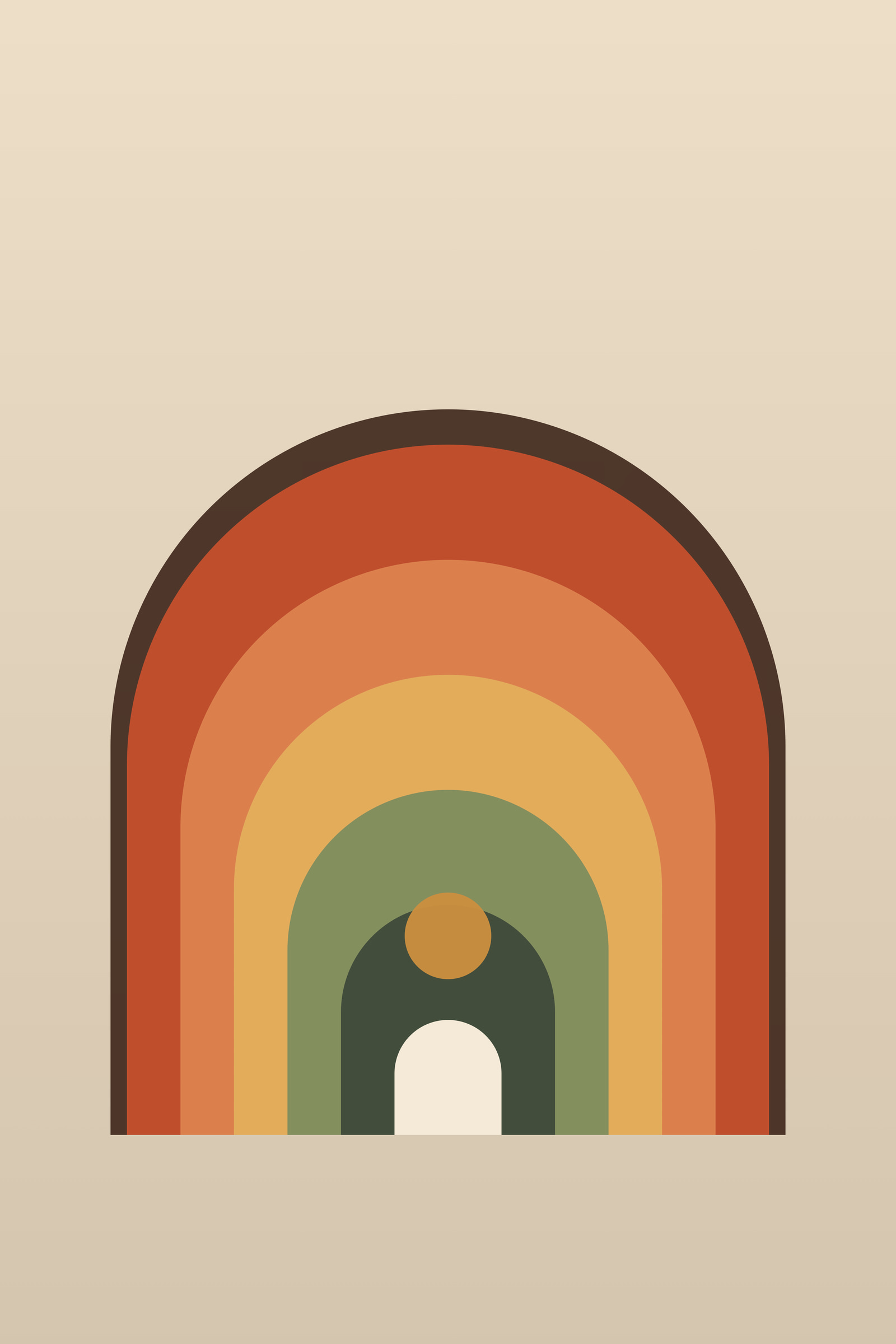 Terracotta Arch Art Print — Bold Mid-Century Arch Poster · Modern Wall Art