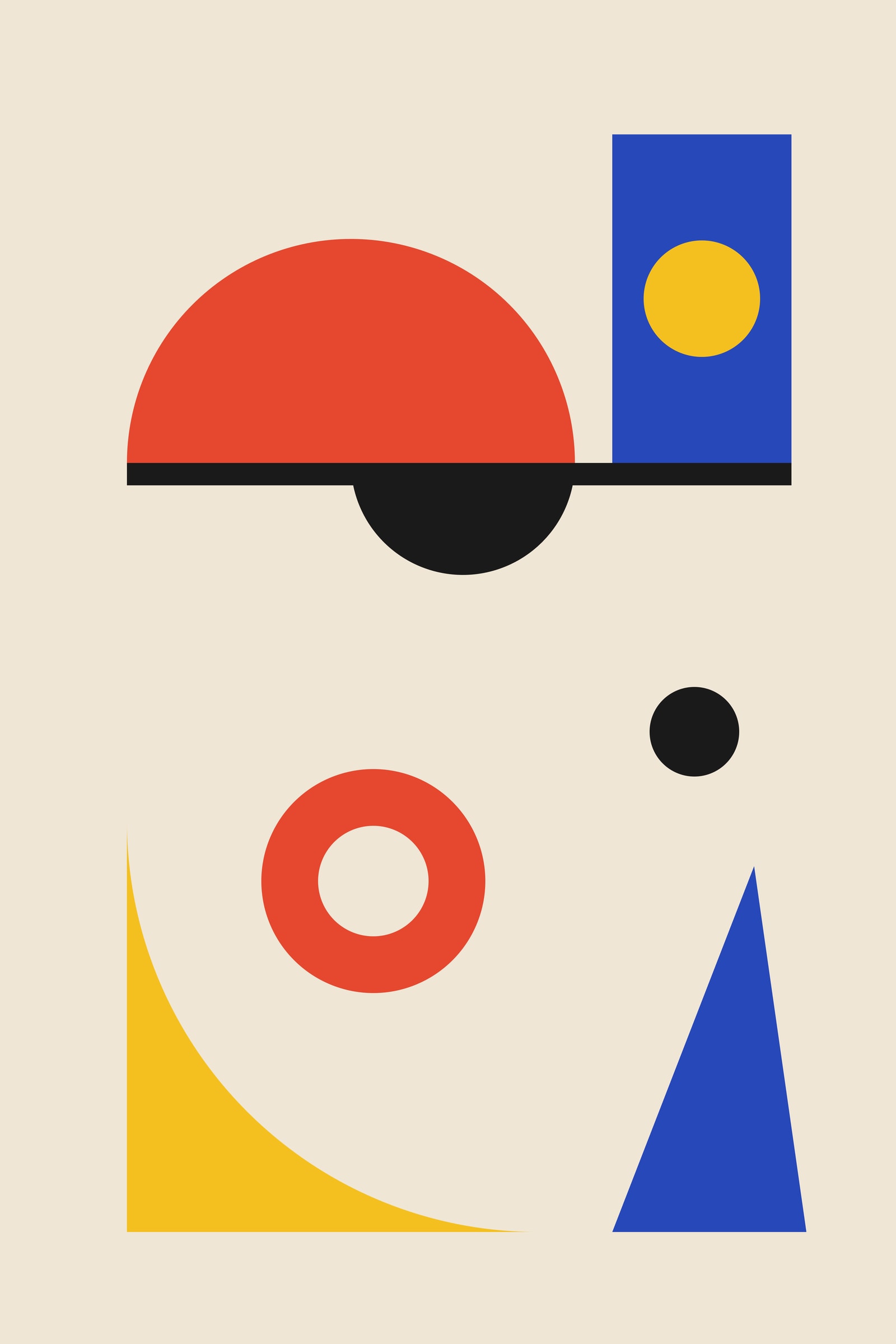 Bauhaus Geometric Art Print — Constructivist Shapes Poster · Bold Modern Wall Art