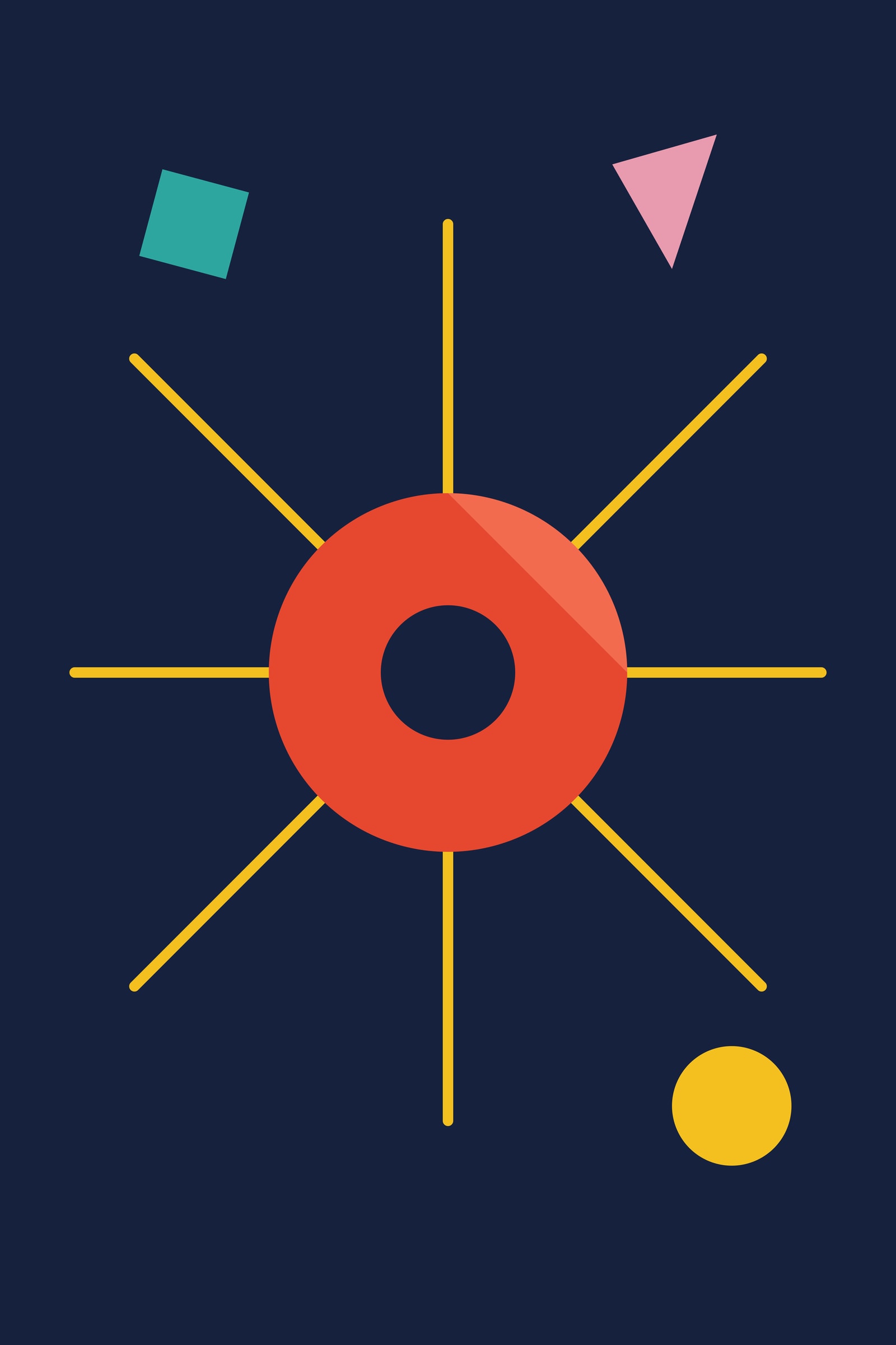 Bauhaus Sunburst Art Print — Radial Geometric Poster · Bold Mid-Century Wall Art