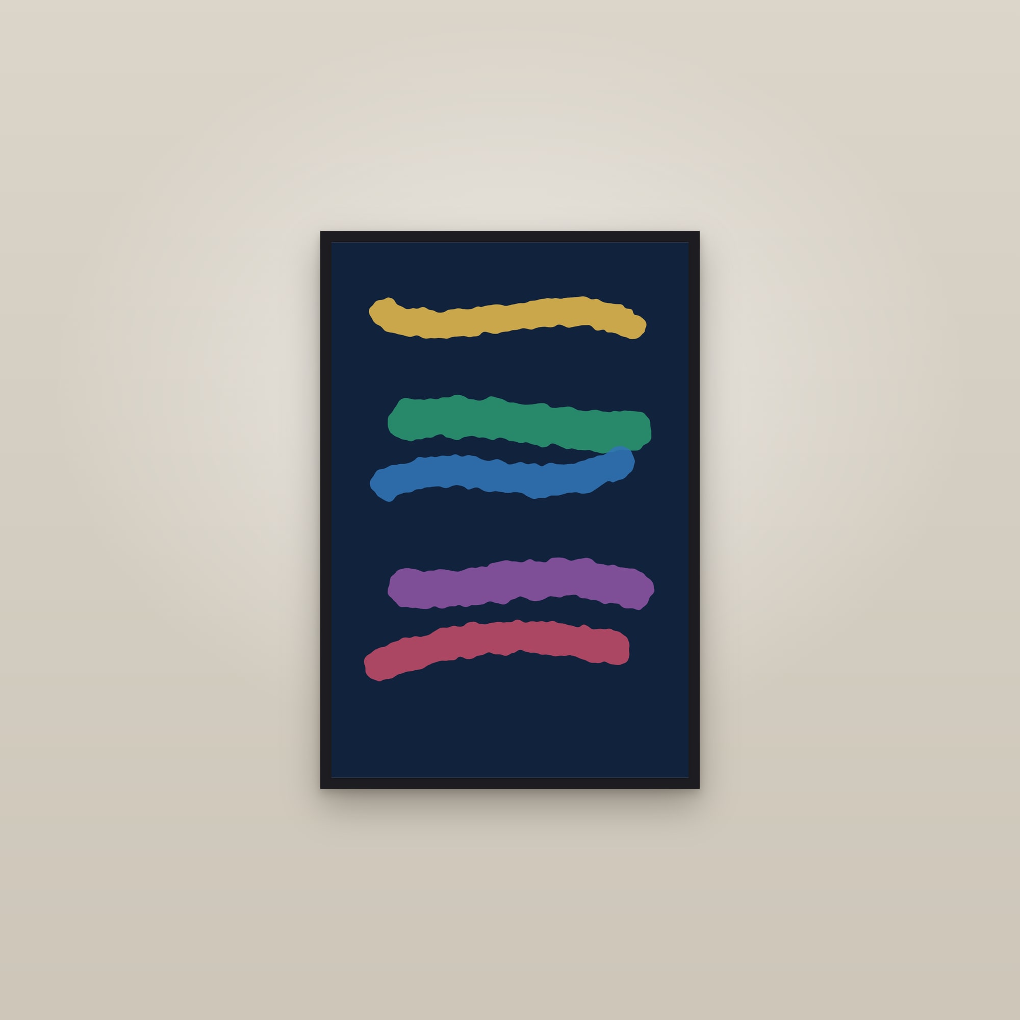 Jewel Brushstroke Art Print — Bold Abstract Expressionist Poster · Modern Wall Art — framed in a gallery setting