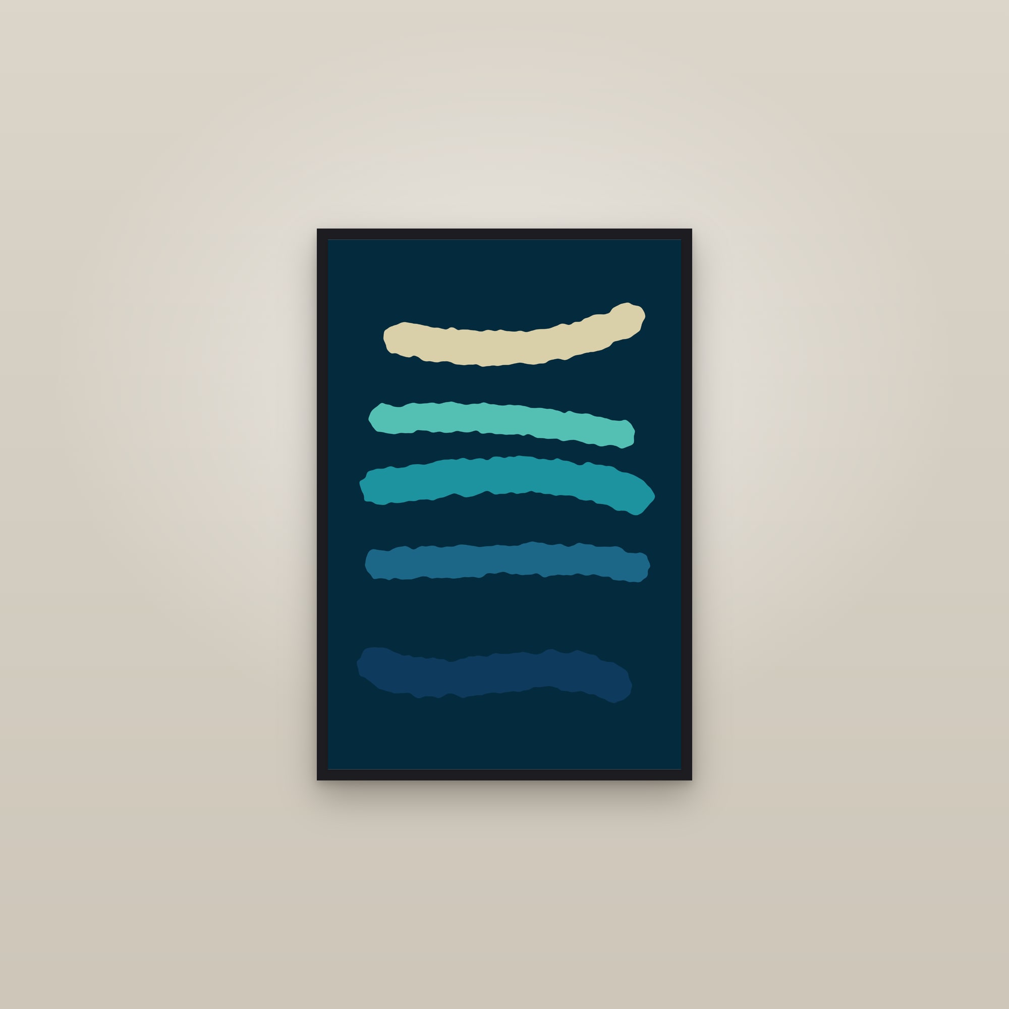 Ocean Brushstroke Art Print — Bold Abstract Expressionist Poster · Modern Wall Art — framed in a gallery setting