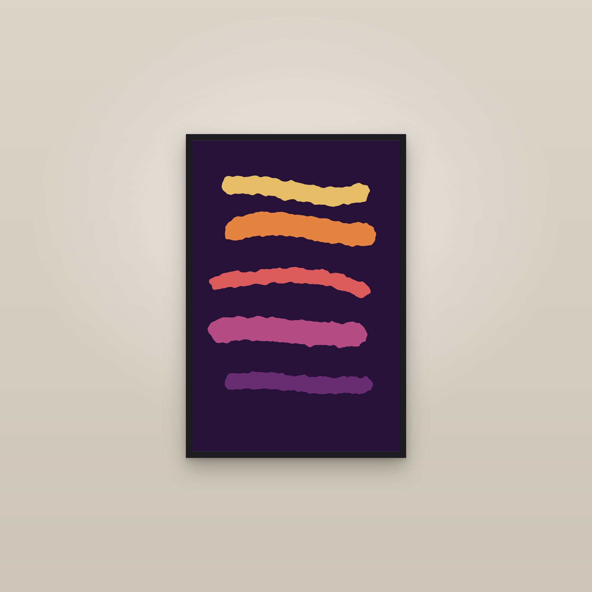 Sunset Brushstroke Art Print — Bold Abstract Expressionist Poster · Modern Wall Art — framed in a gallery setting