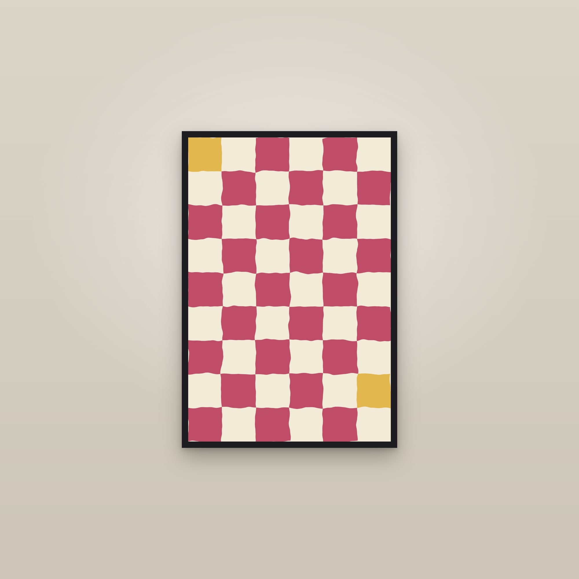 Jewel Wavy Checkerboard Art Print — Bold Bold Checkered Poster · Modern Wall Art — framed in a gallery setting