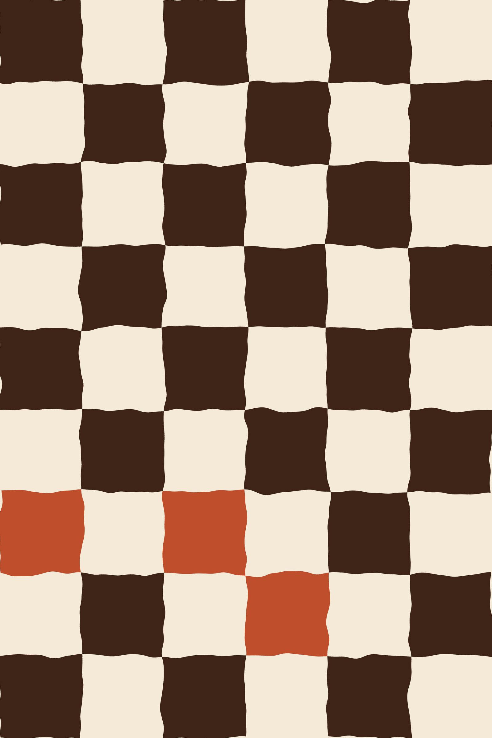 Terracotta Wavy Checkerboard Art Print — Bold Bold Checkered Poster · Modern Wall Art