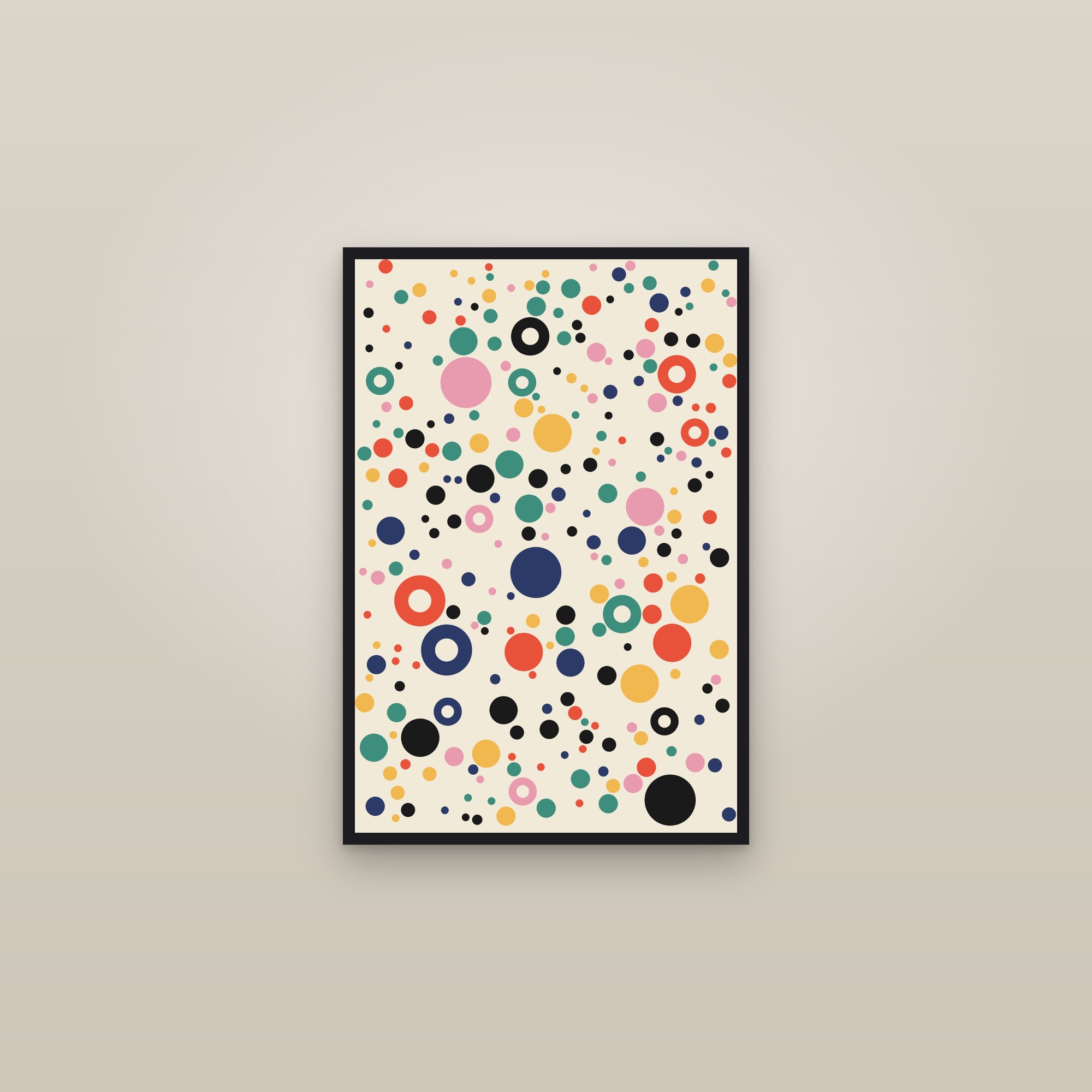 Circle Packing Art Print (Circle) — Bold Dot Abstract Poster · Modern Wall Art — framed in a gallery setting