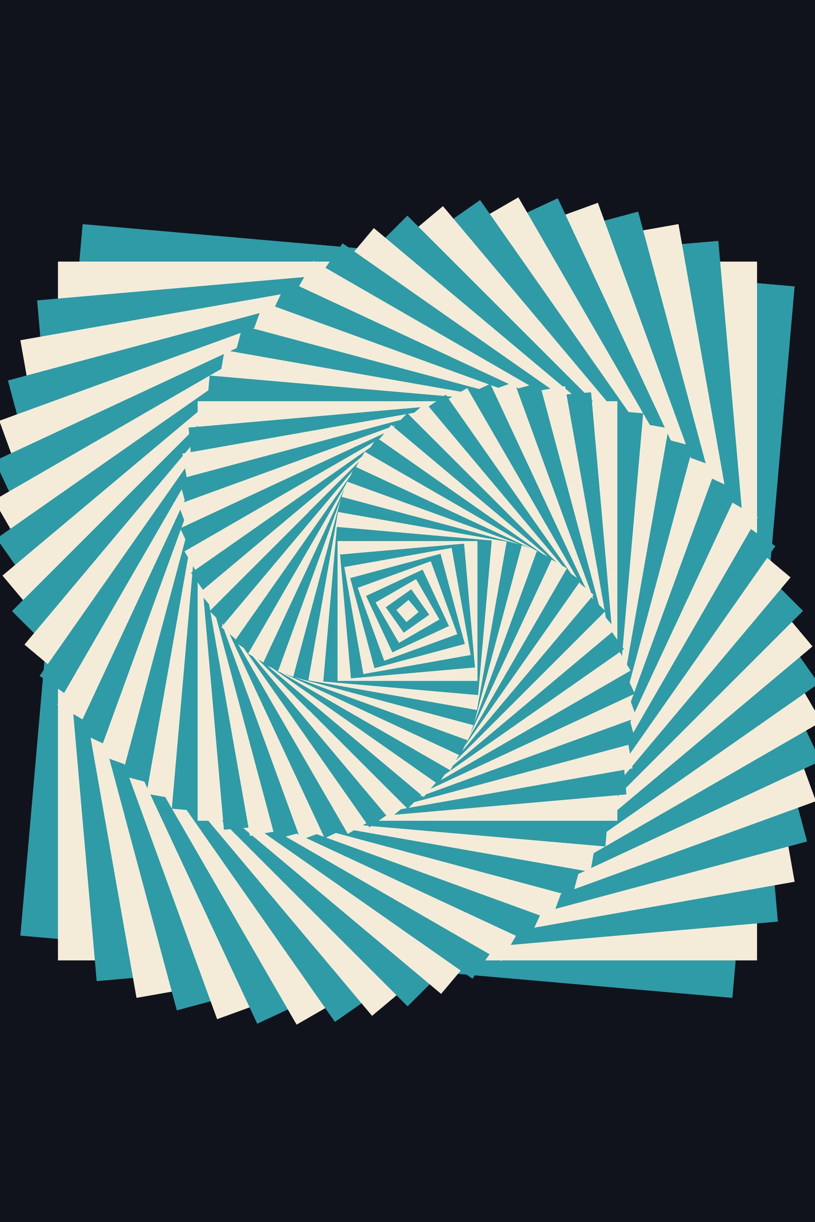 Teal Op Art Spiral Art Print — Bold Optical Illusion Poster · Modern Wall Art