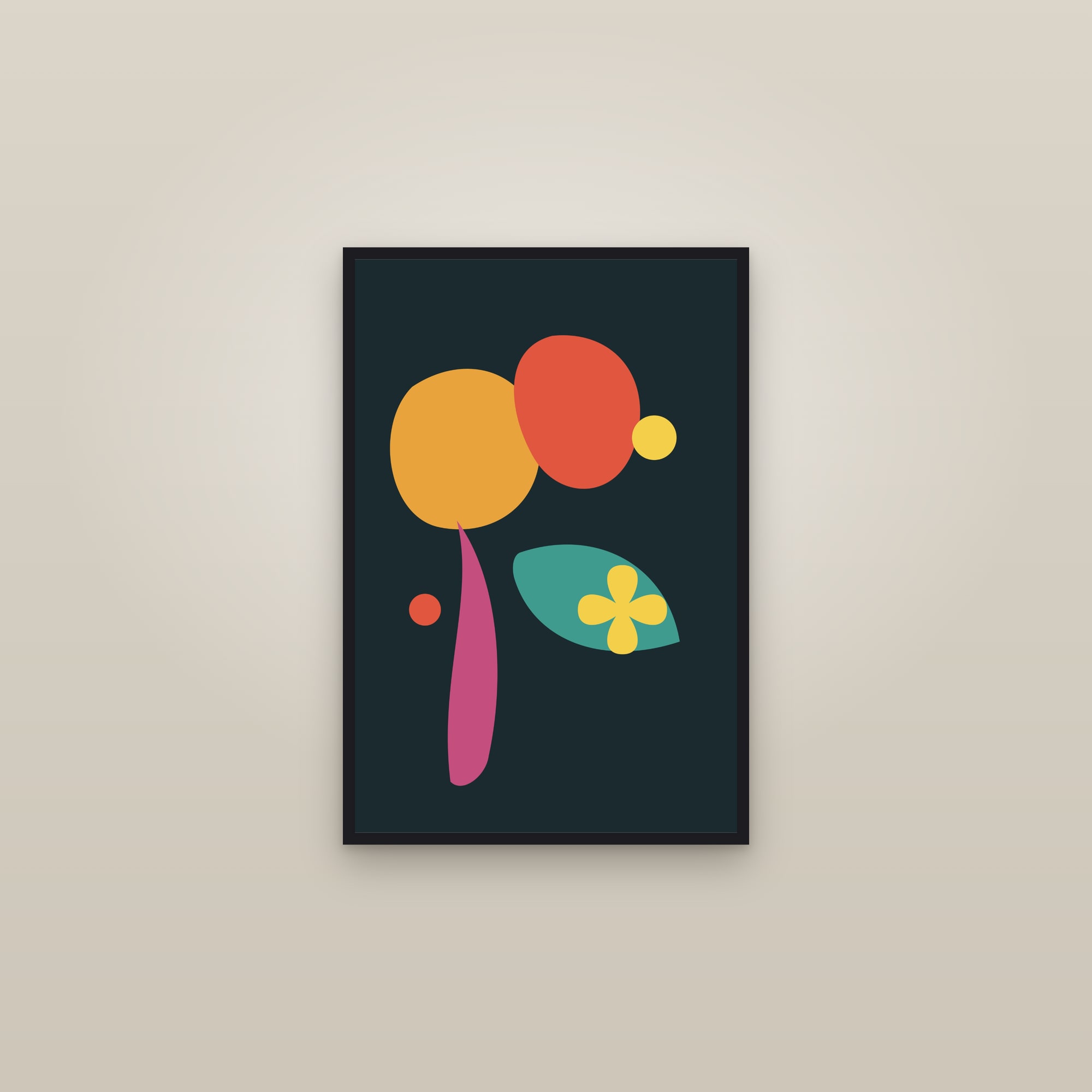 Cut-Paper Shapes Art Print II — Bold Organic Collage Poster · Modern Wall Art — framed in a gallery setting