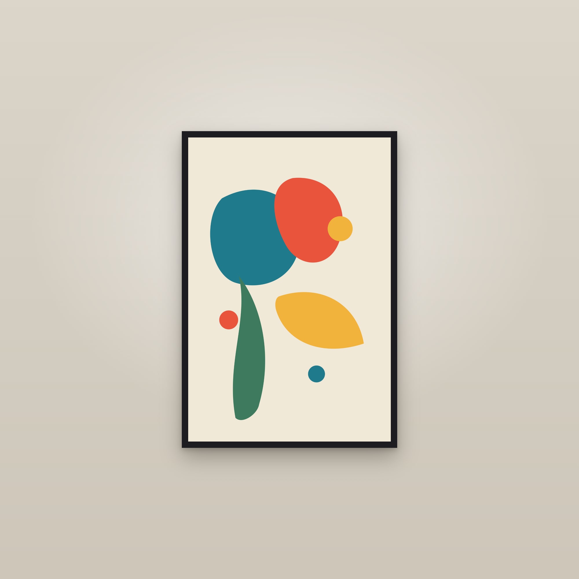 Cut-Paper Shapes Art Print III — Bold Organic Collage Poster · Modern Wall Art — framed in a gallery setting