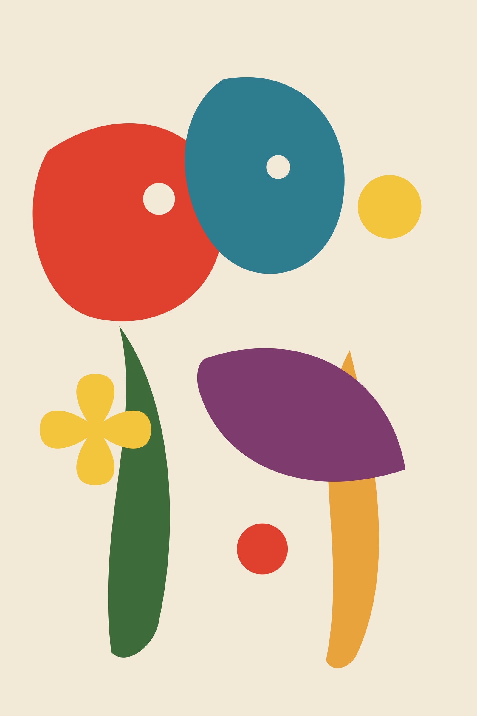 Cut-Paper Shapes Art Print — Organic Collage Poster · Bold Modern Wall Art
