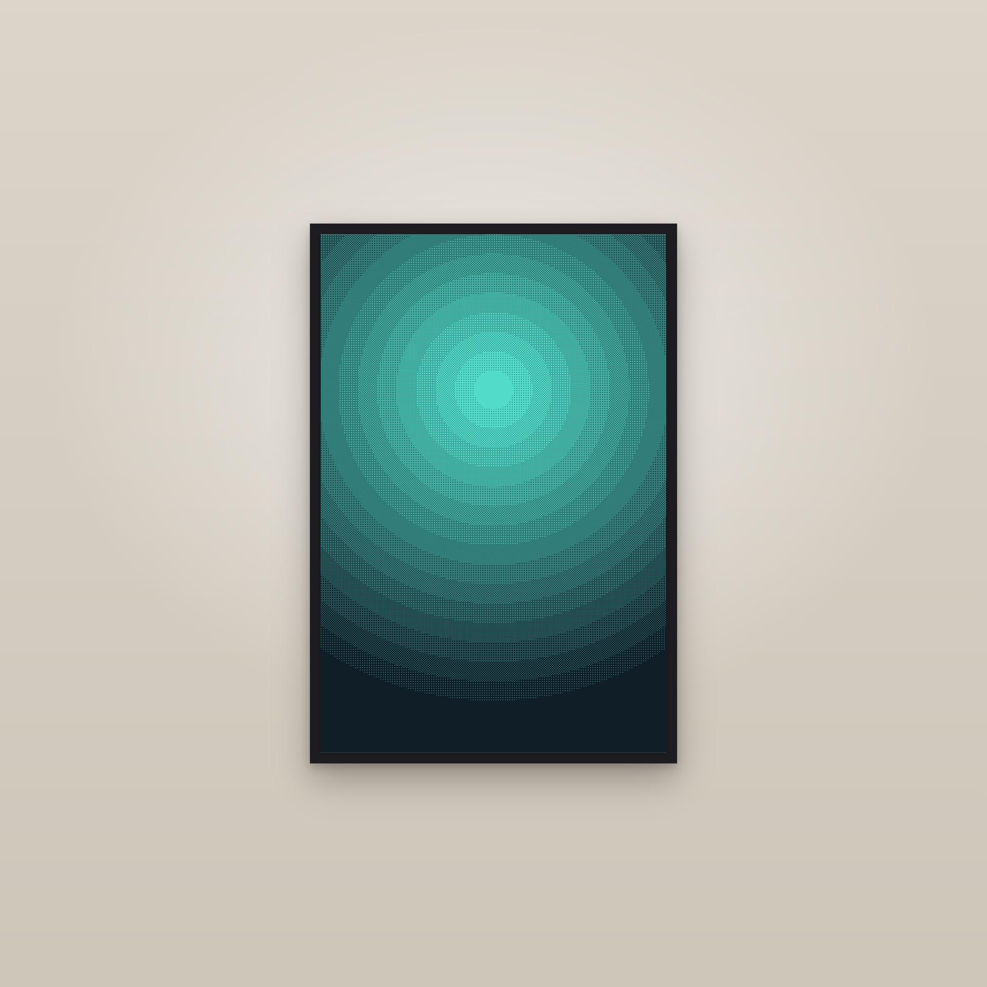 Aqua Gradient Dither Art Print — Bold Retro Pixel Poster · Modern Wall Art — framed in a gallery setting