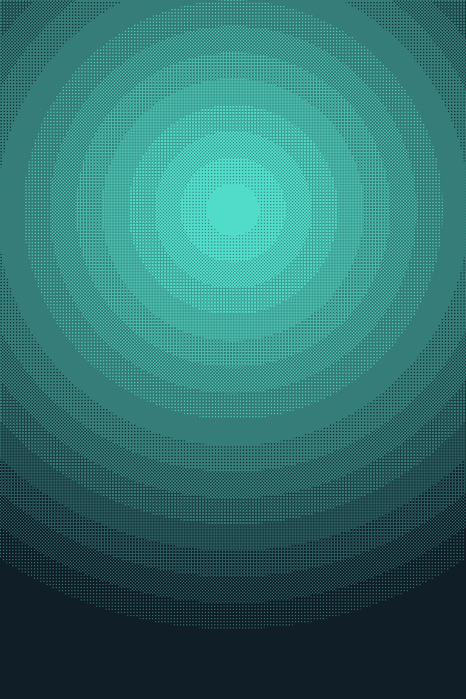 Aqua Gradient Dither Art Print — Bold Retro Pixel Poster · Modern Wall Art