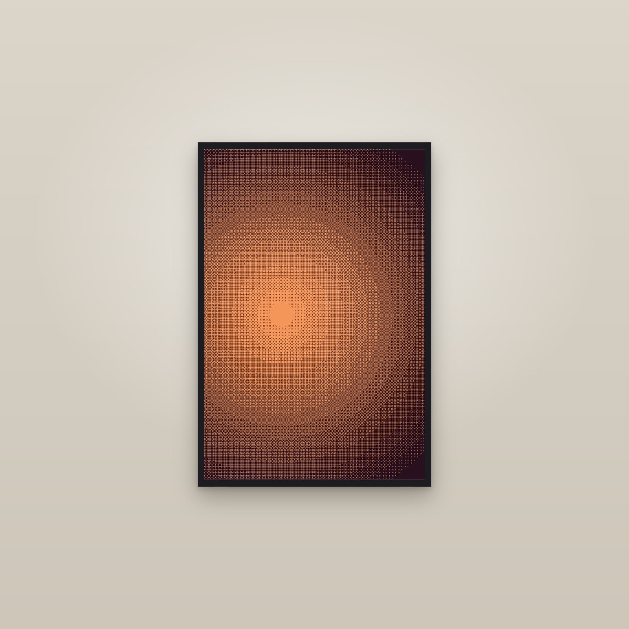 Coral Gradient Dither Art Print — Bold Retro Pixel Poster · Modern Wall Art — framed in a gallery setting