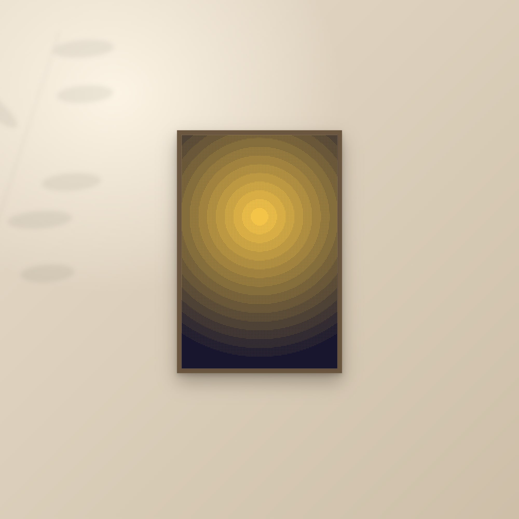 Gradient Dither Art Print — Retro Pixel Poster · Bold Modern Wall Art — framed and styled on a sunlit wall