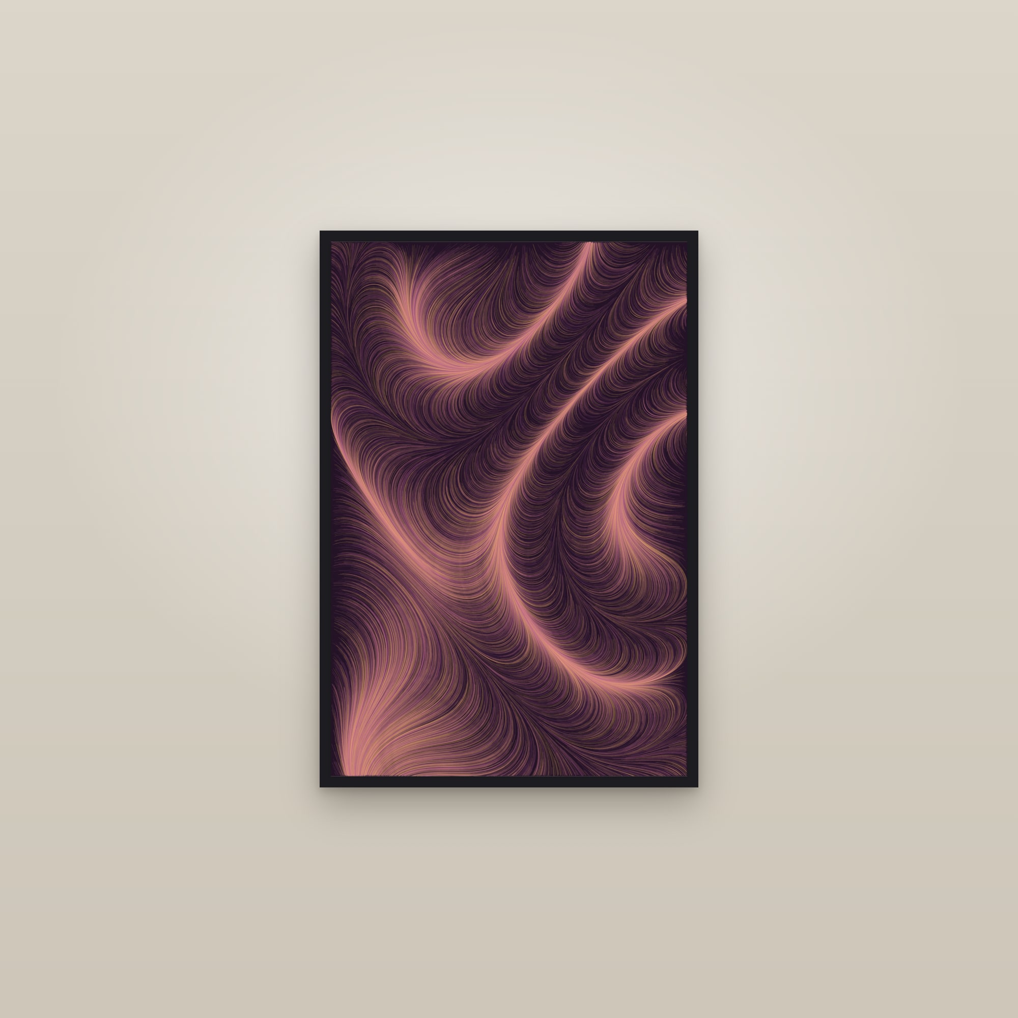 Plum Flow Art Print — Bold Abstract Line Poster · Modern Wall Art — framed in a gallery setting